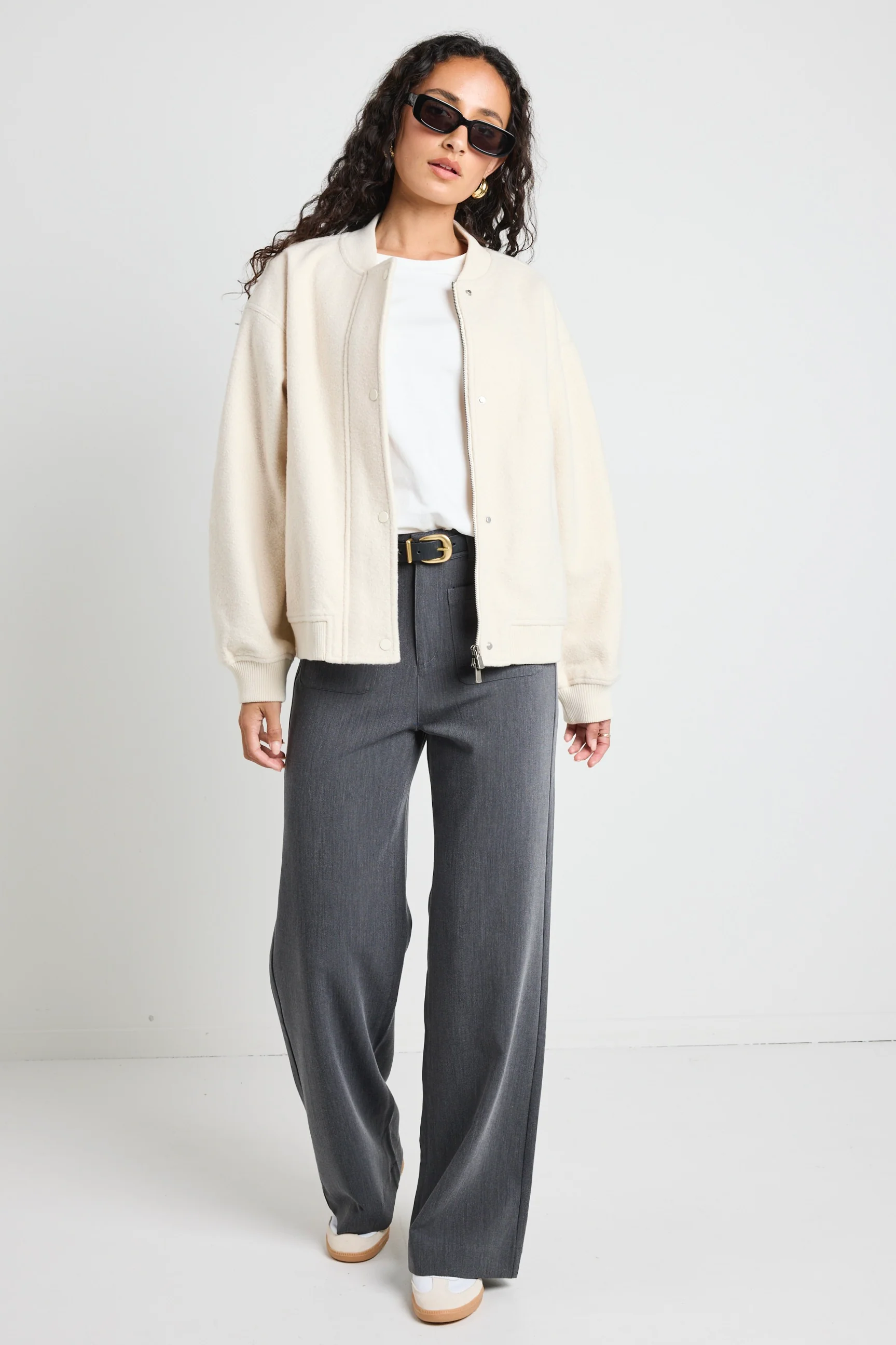Brisk Bone Boucle Bomber Jacket - Image 3