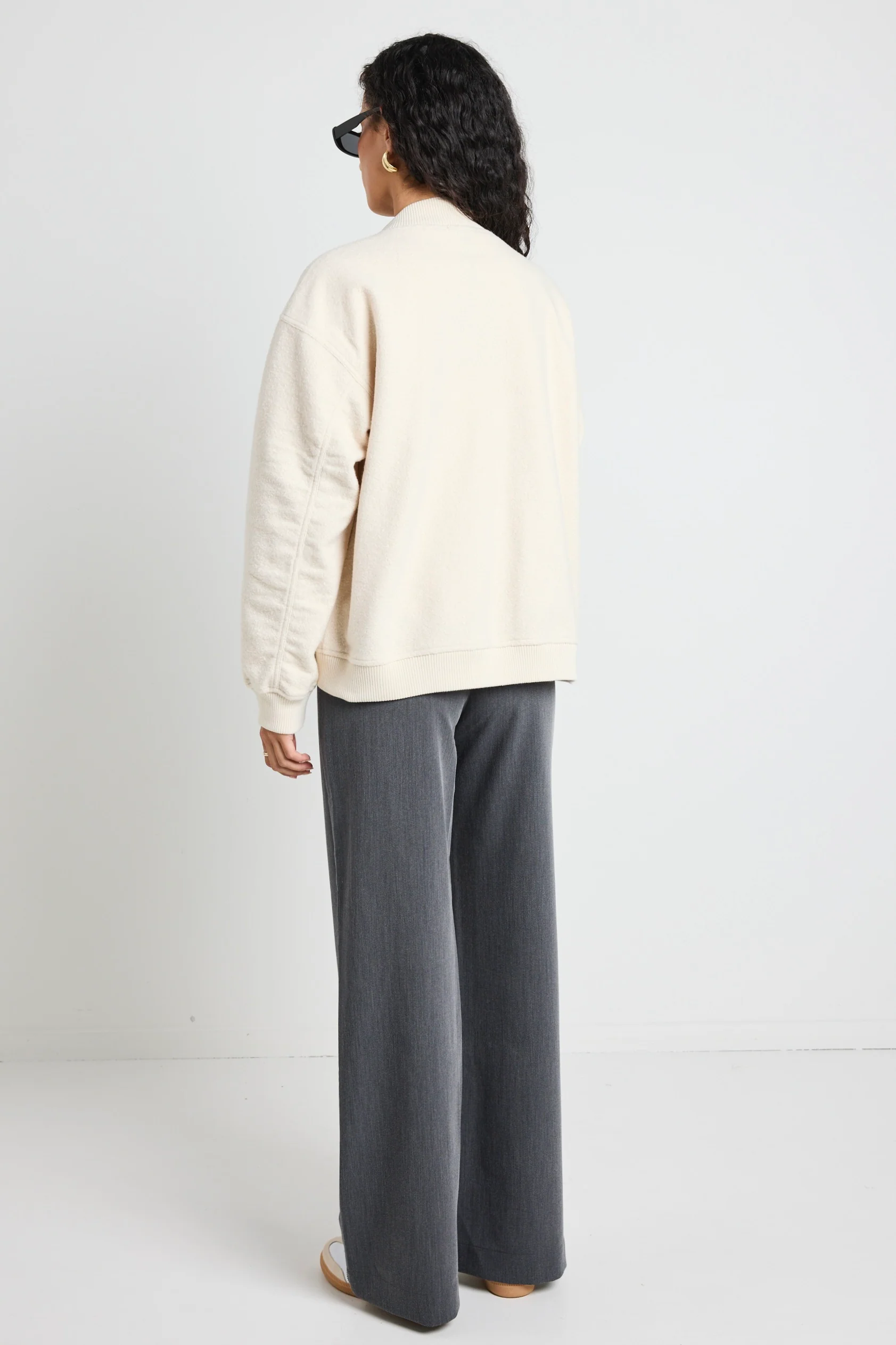 Brisk Bone Boucle Bomber Jacket - Image 6