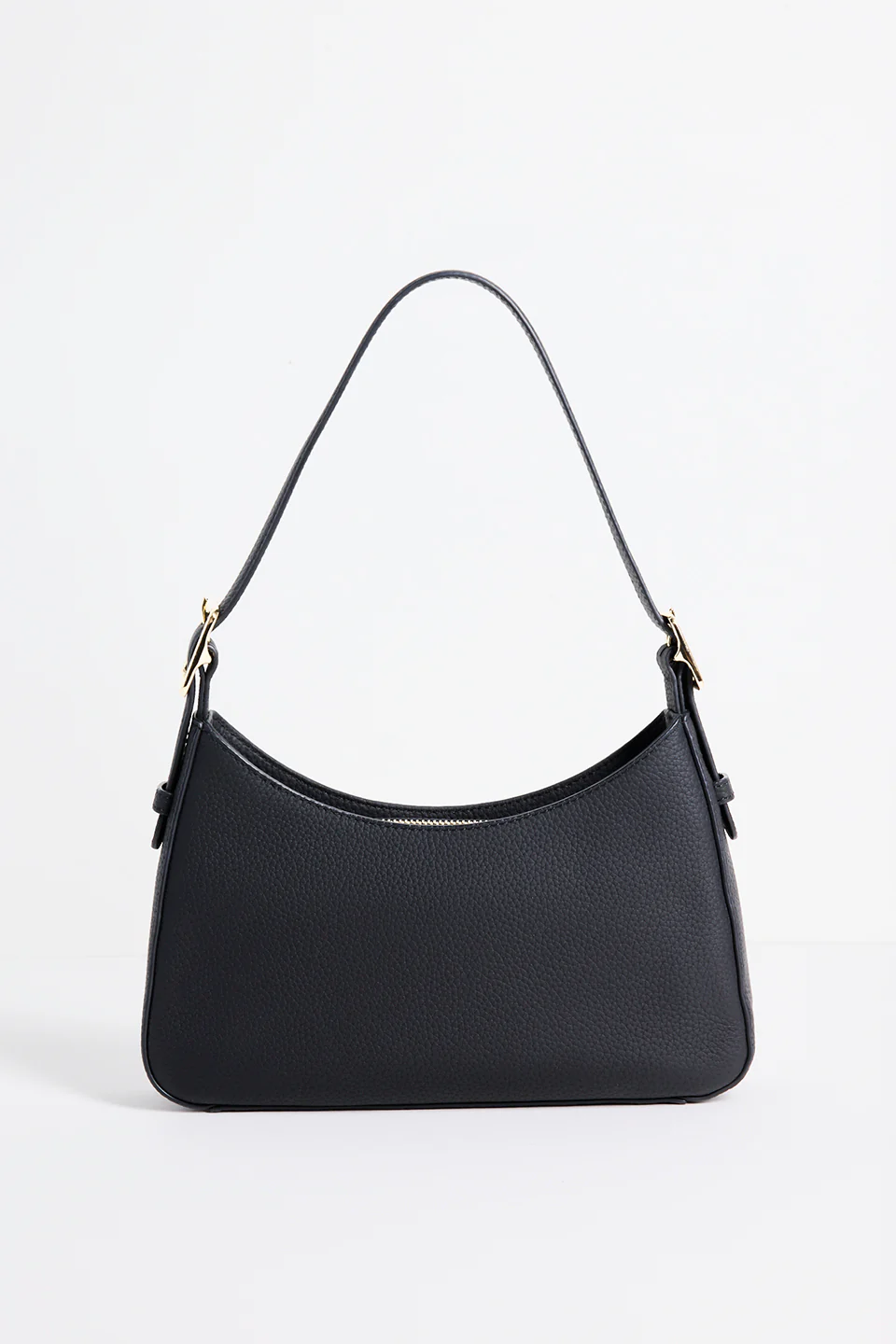 Brooklyn Black Leather Double Buckle Shoulder Bag - Image 4