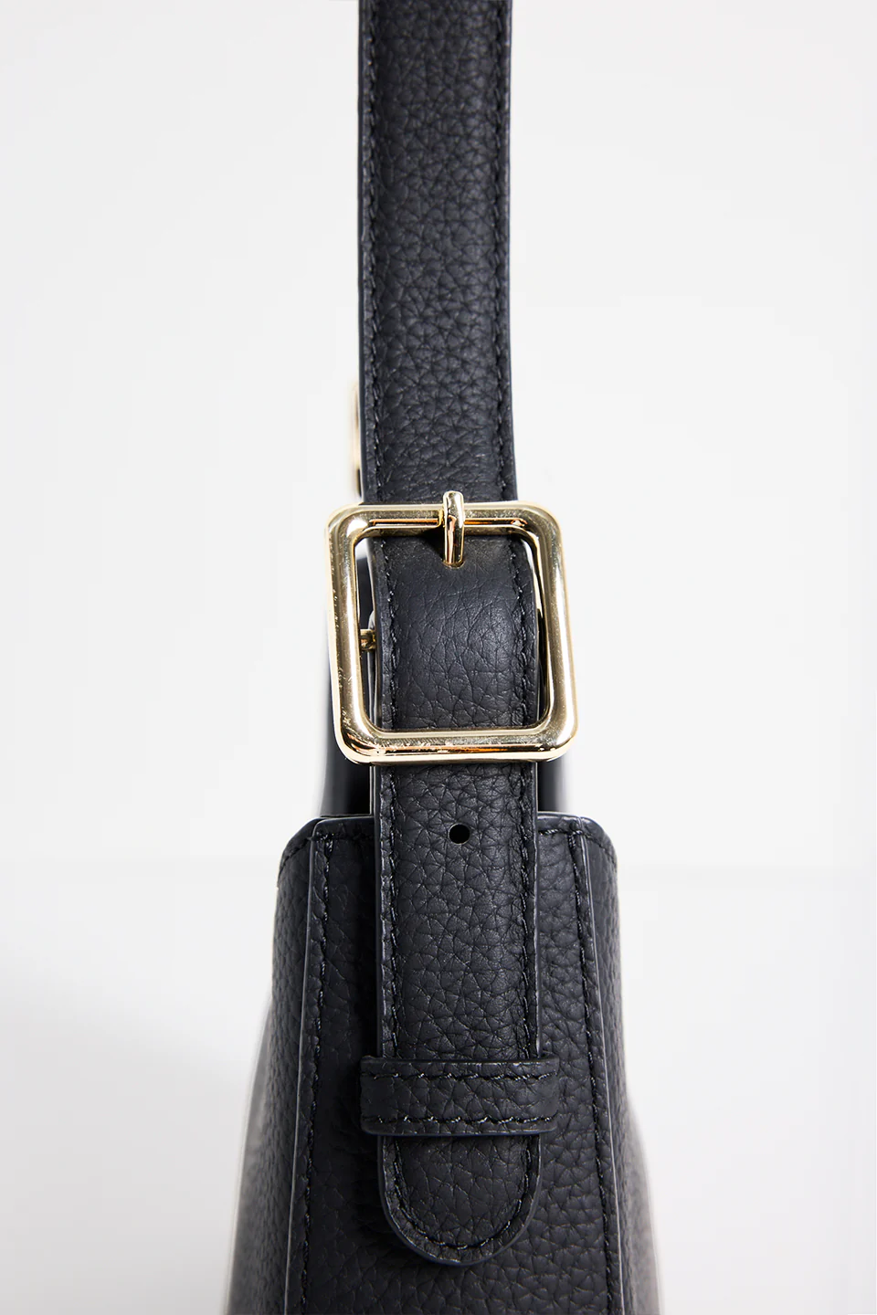 Brooklyn Black Leather Double Buckle Shoulder Bag - Image 5