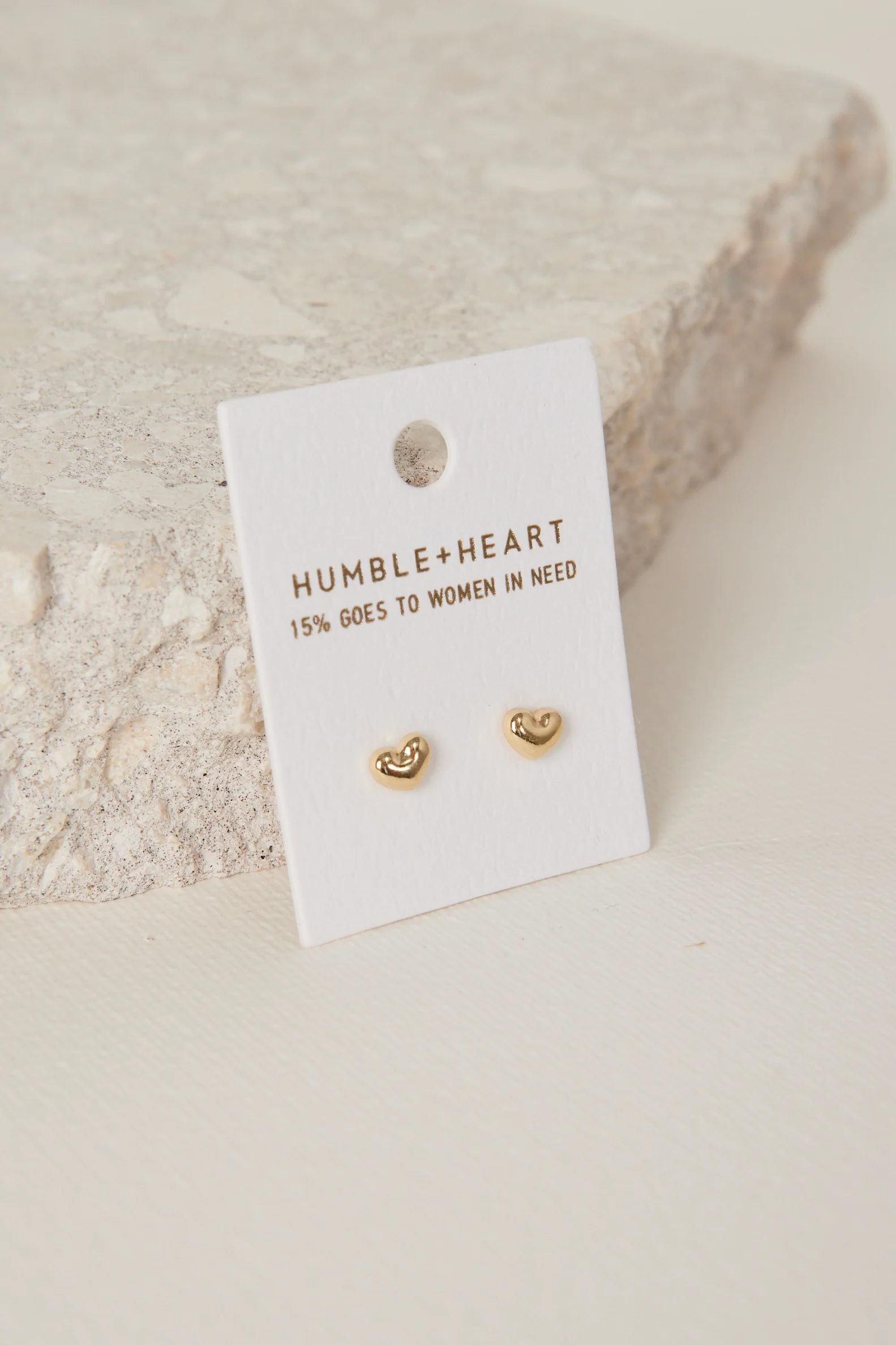 Bubble Heart EOL Stud Gold Earrings - Image 2