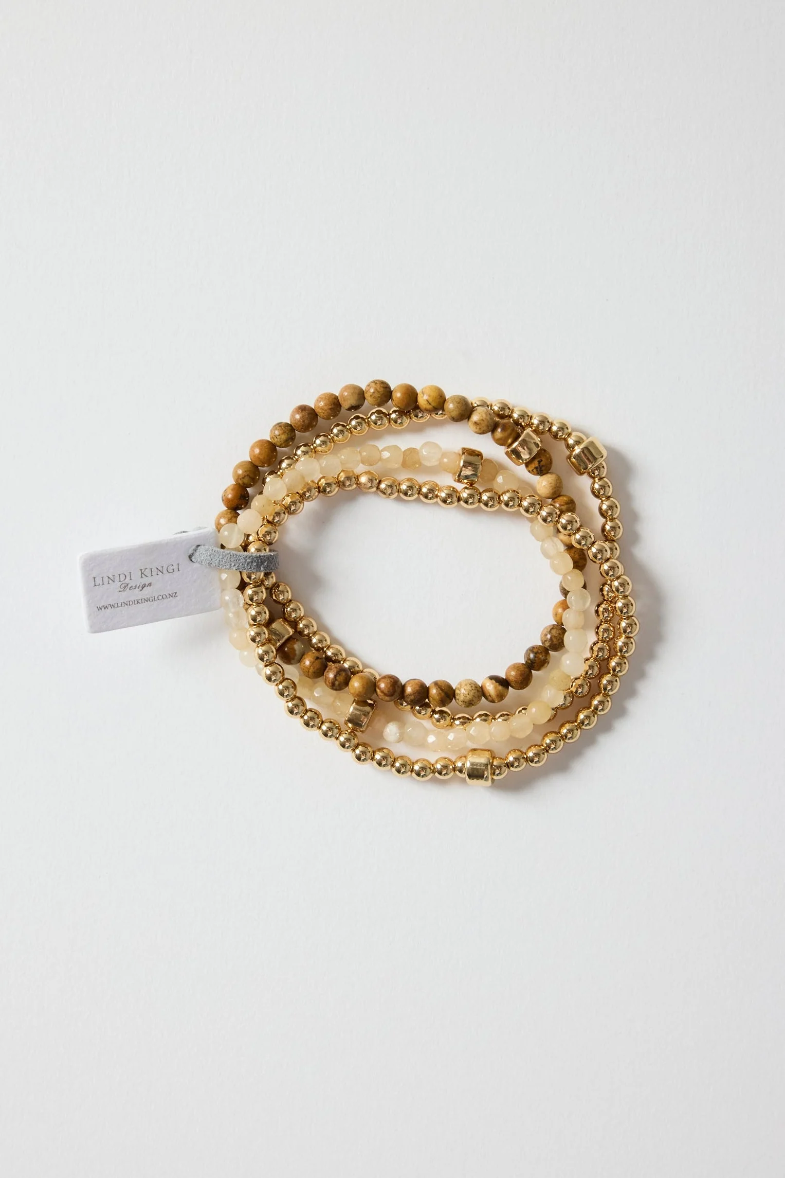 Cafe Au Lait Beaded Bracelet Set