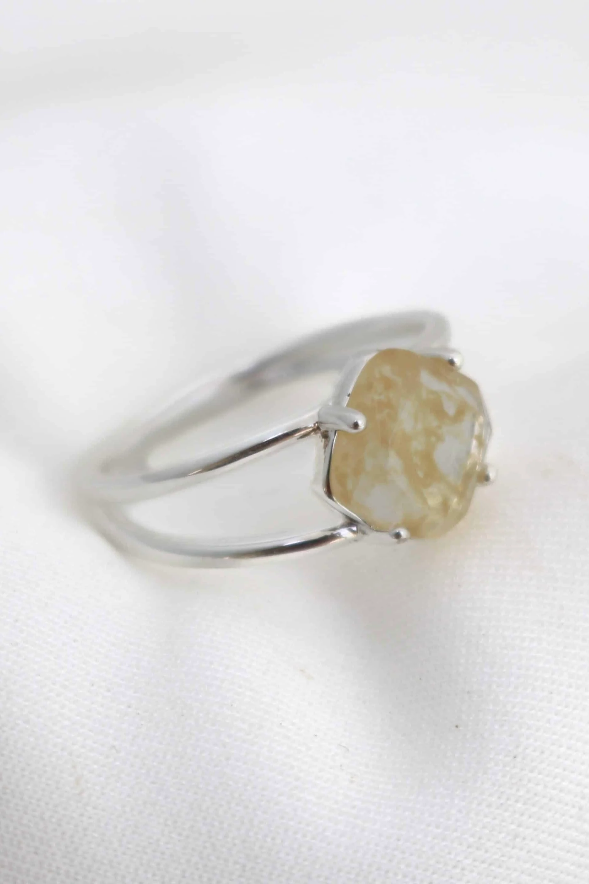 Calming Sterling Silver Plate with Herkimer Quartz Medium Ring - Image 2