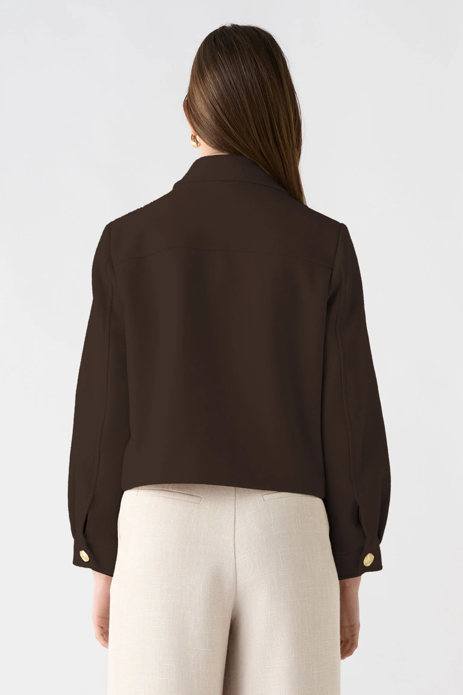 Capture Chocolate Wool Blend Gold Button Jacket - Image 3