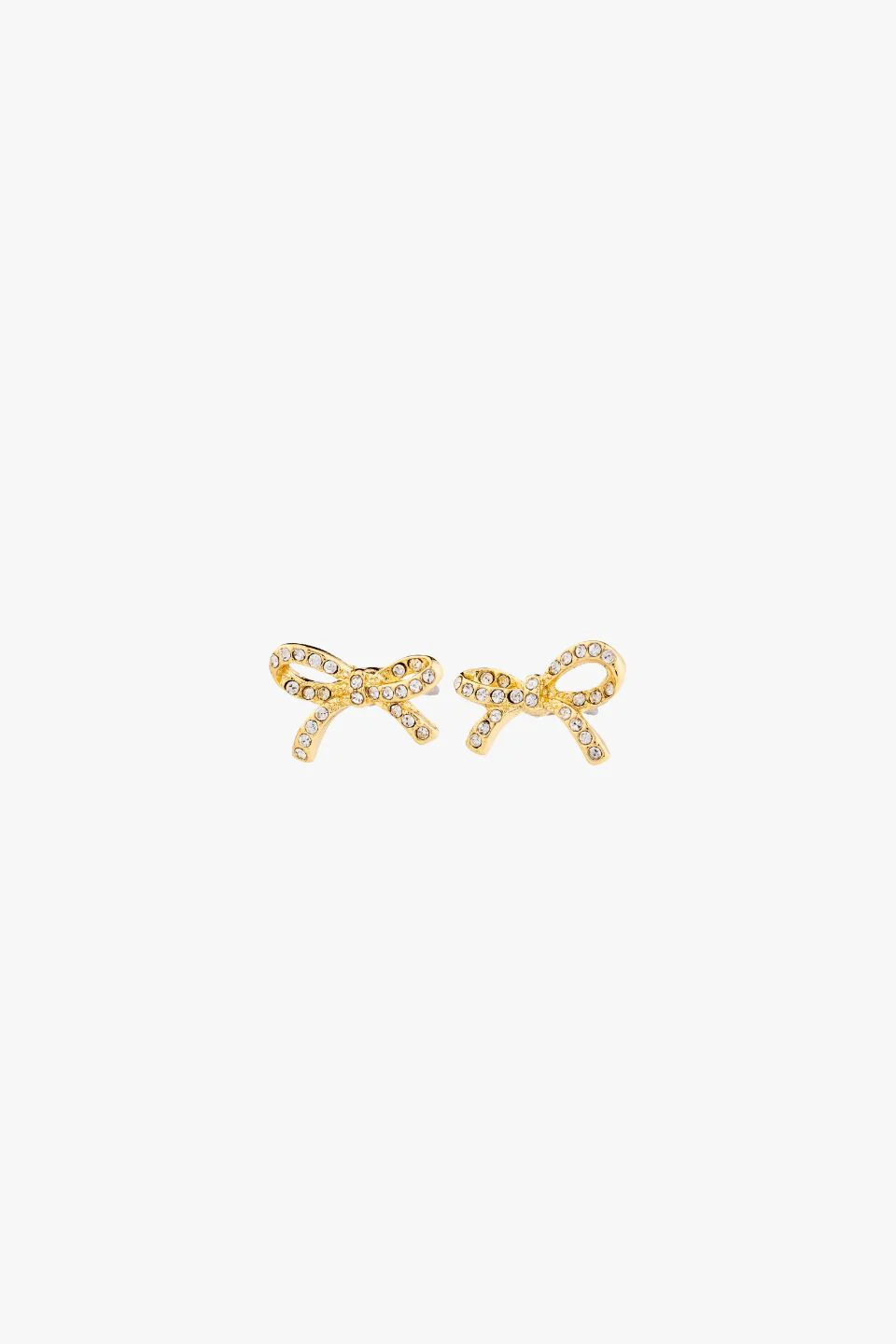 Catharina Small EOL Crystal Gold Bow Stud Earrings - Image 2