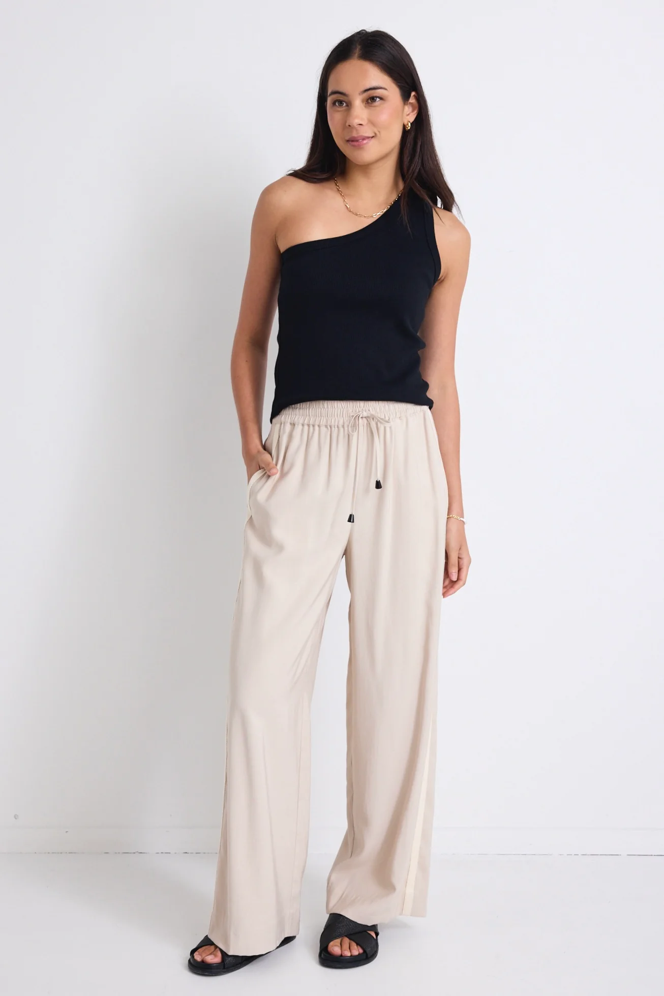 Celestial Black Rib One Shoulder Tank - Image 3