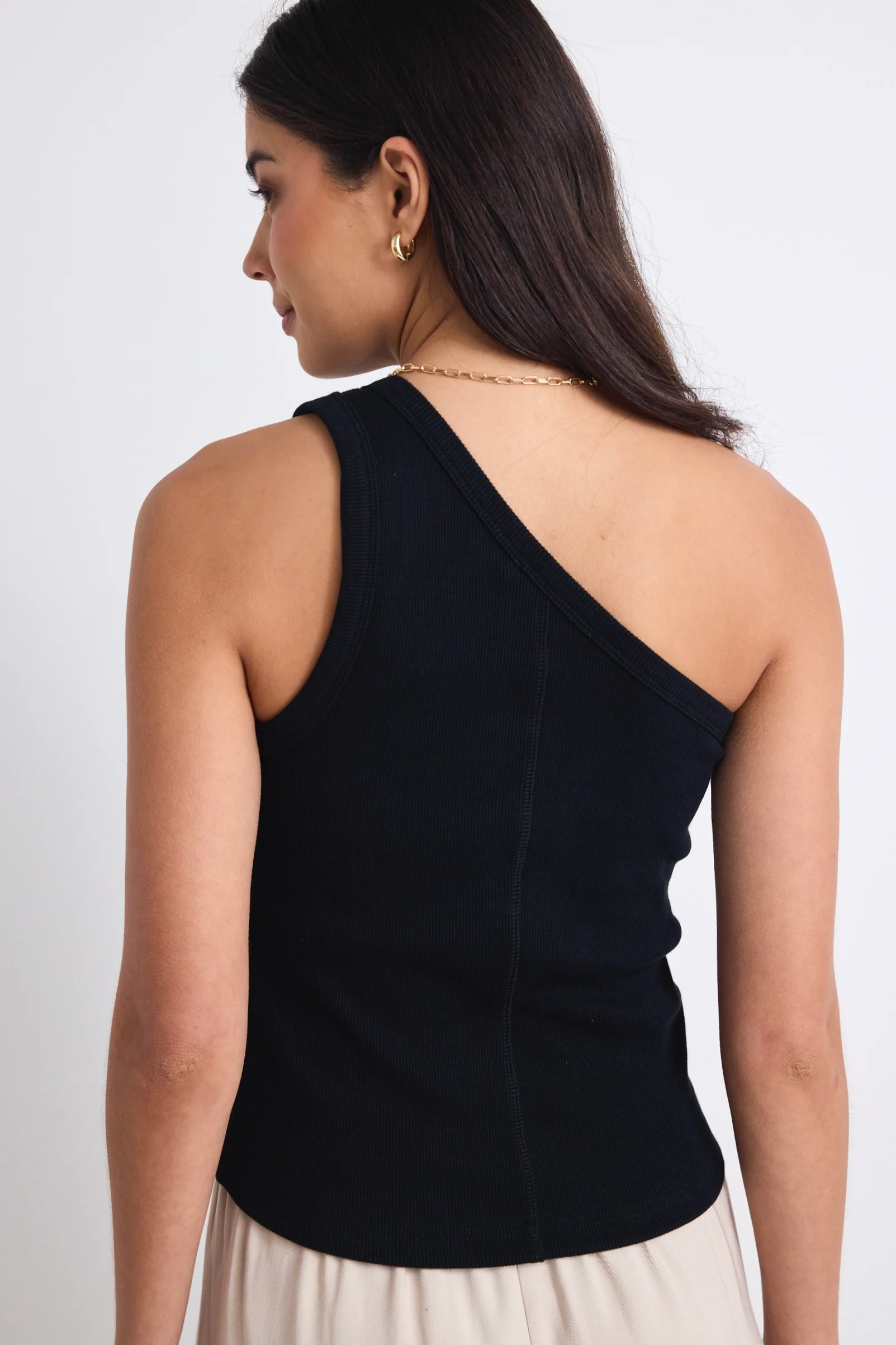 Celestial Black Rib One Shoulder Tank - Image 4