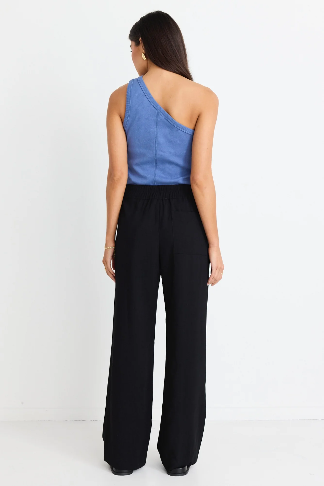Celestial Mid Blue Rib One Shoulder Tank - Image 4