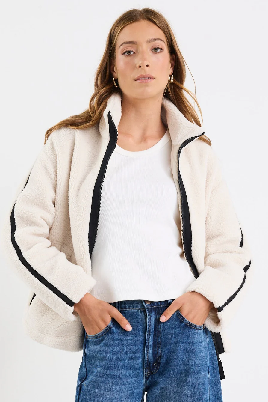 Chalet Taupe Sherpa Collared Jacket - Image 5