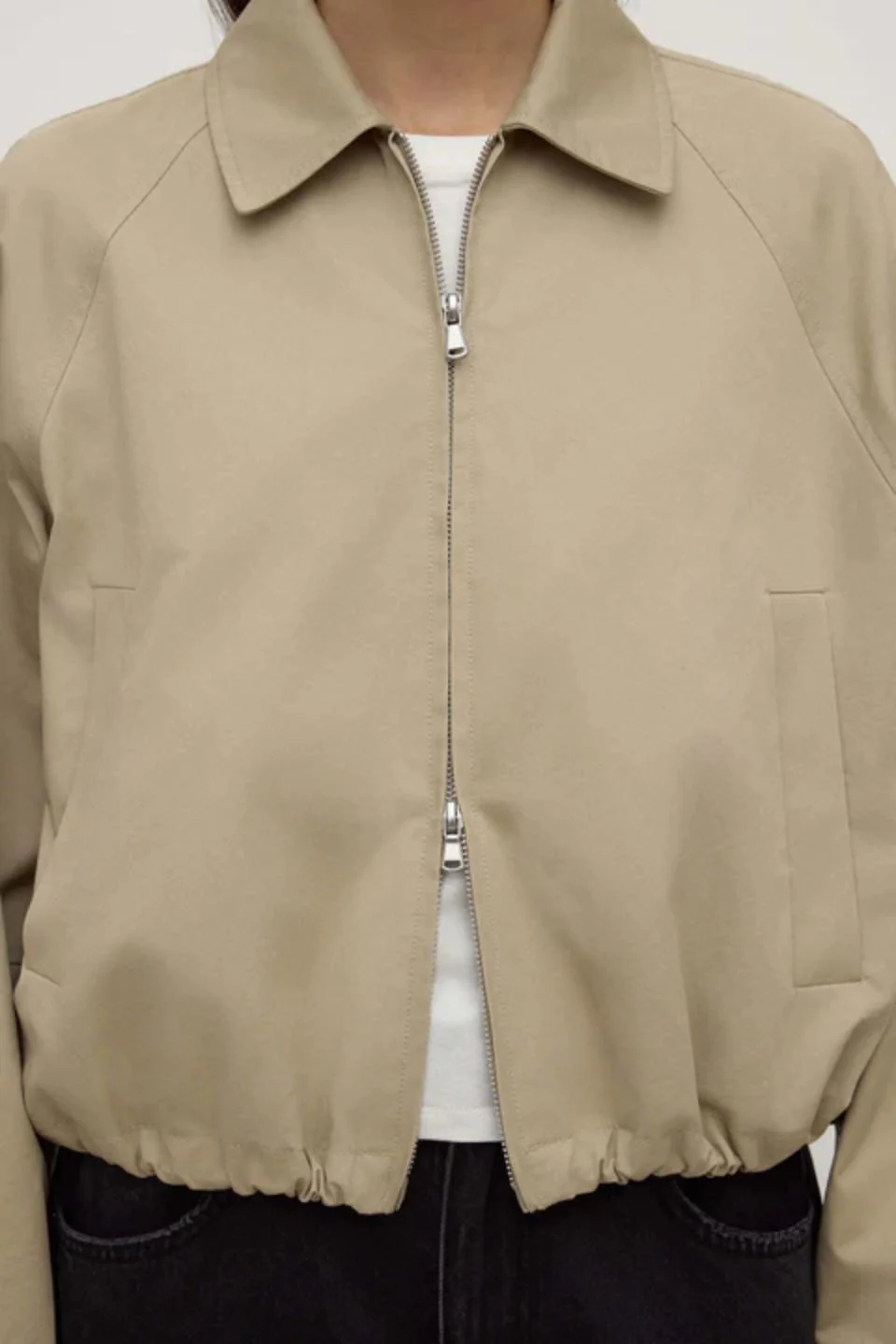 Waverly Sand Cotton Collared Bomber Jacket - Image 2