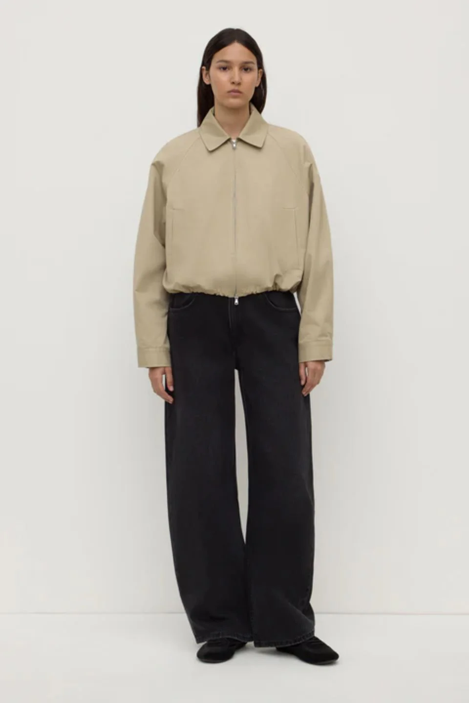 Waverly Sand Cotton Collared Bomber Jacket - Image 3