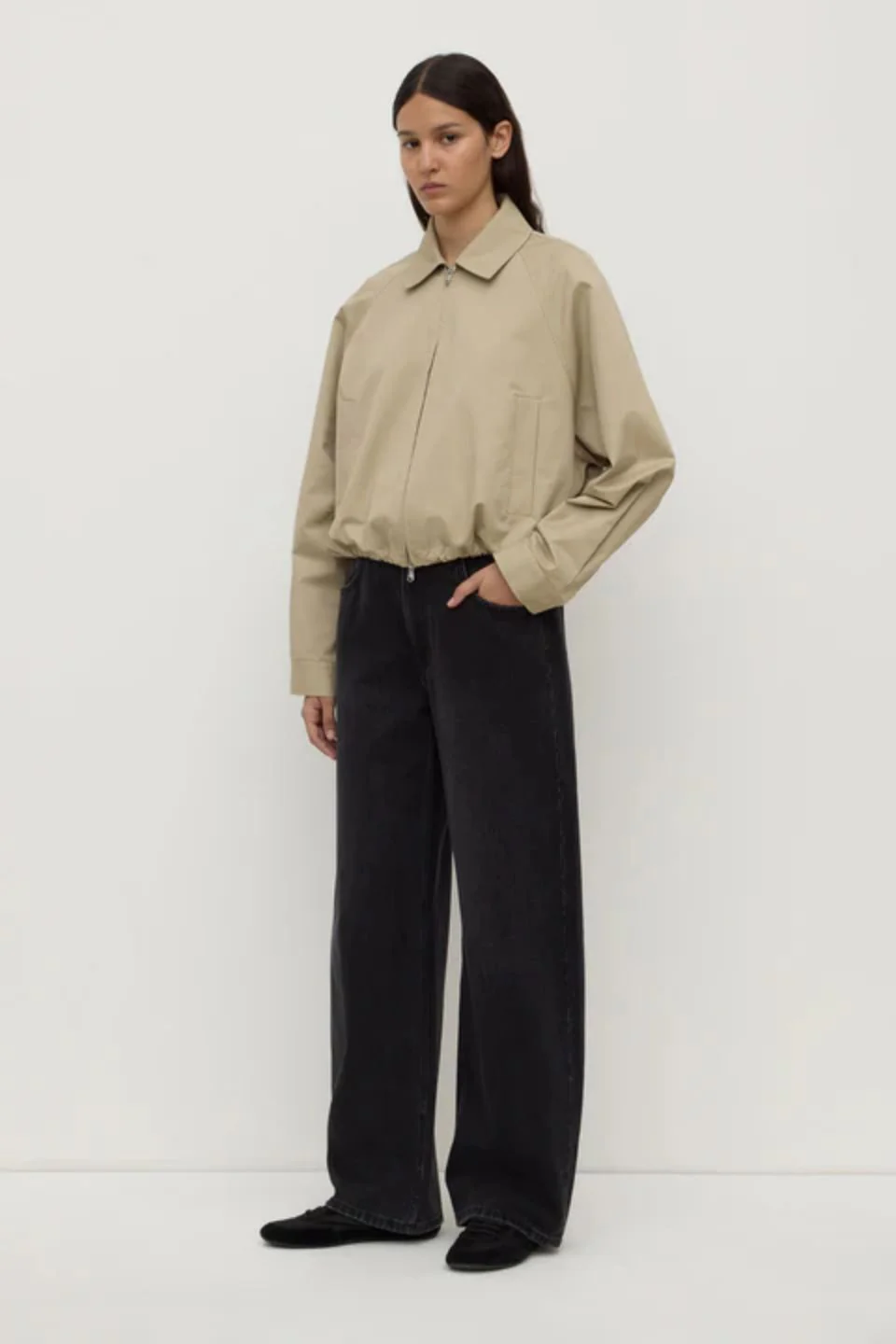 Waverly Sand Cotton Collared Bomber Jacket - Image 4