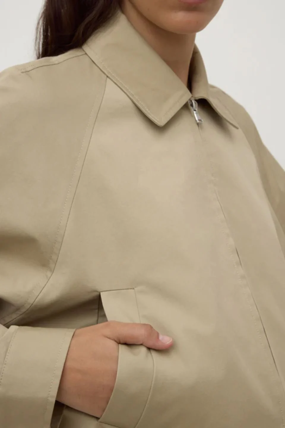 Waverly Sand Cotton Collared Bomber Jacket - Image 6