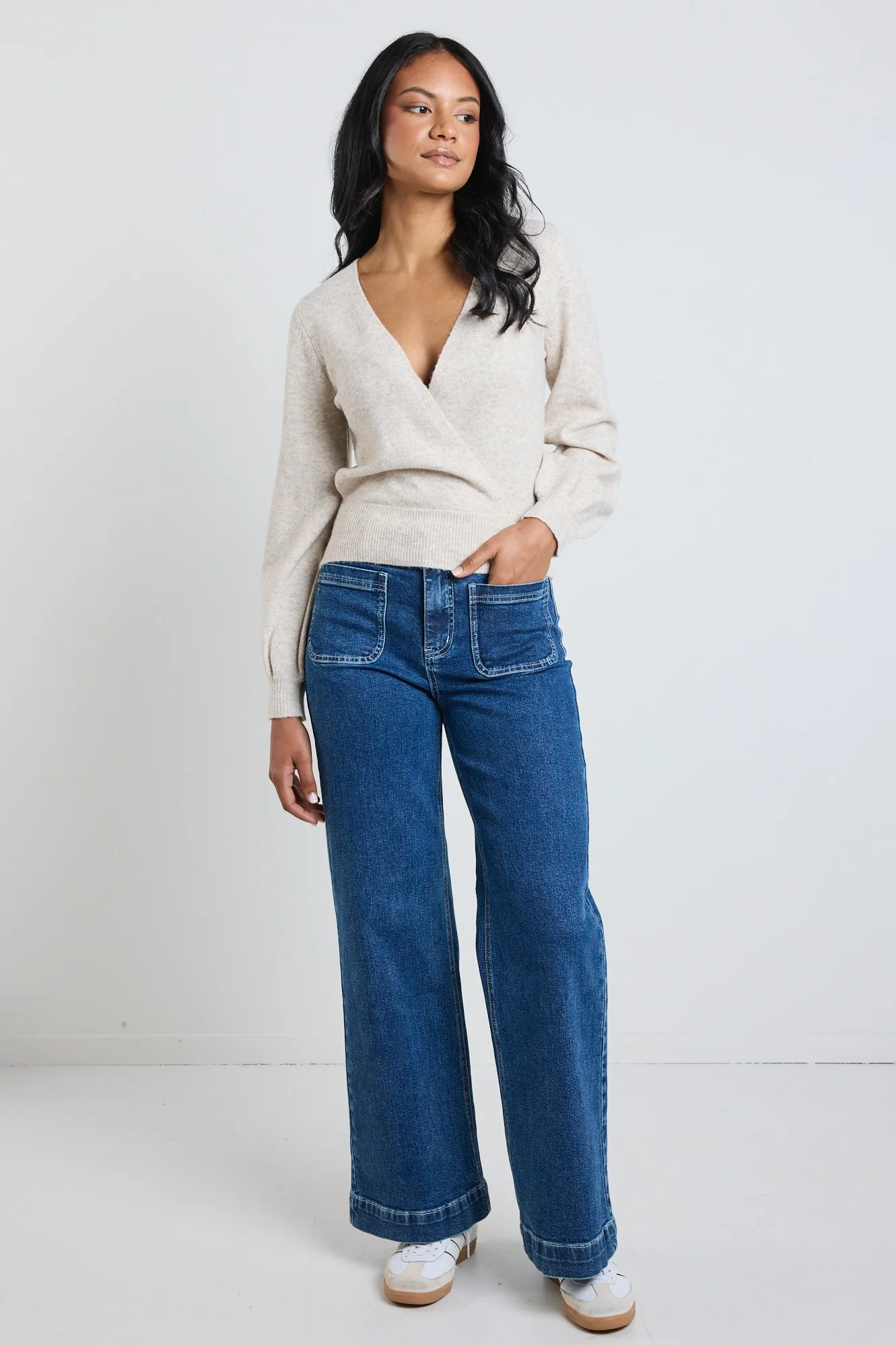 Charm Oat Marle Wrap Knit Jumper - Image 2