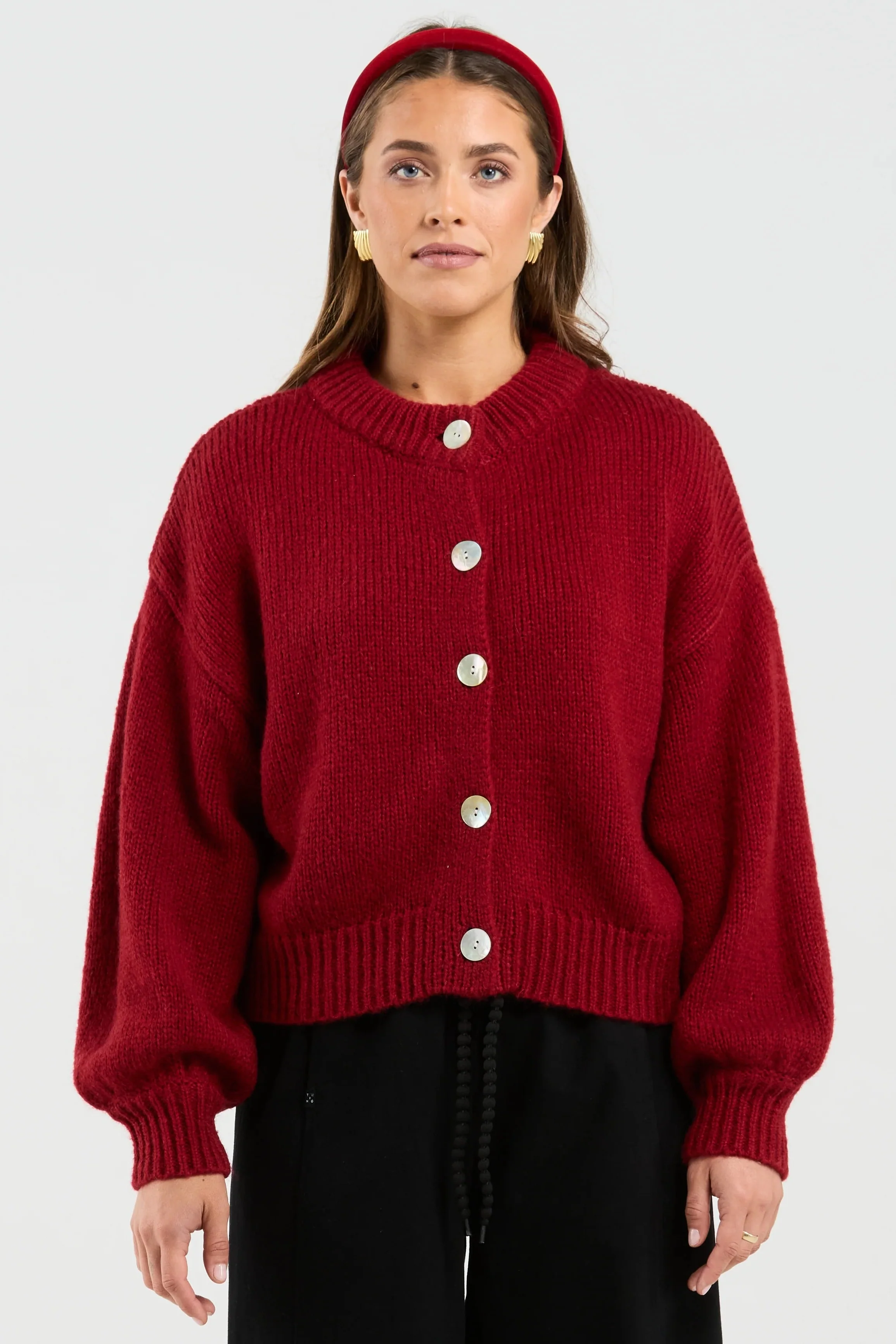 Chloe Deep Red Wool Blend Cardigan