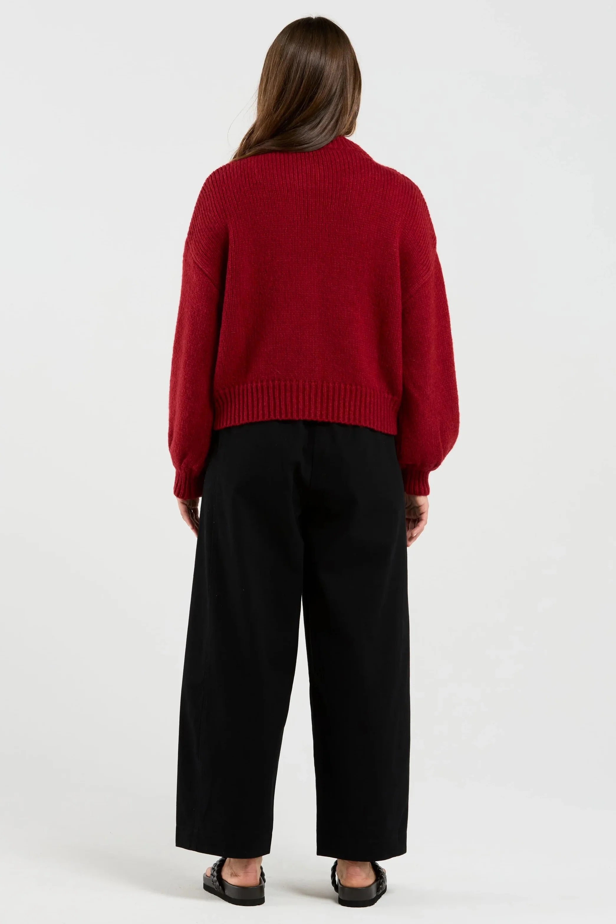 Chloe Deep Red Wool Blend Cardigan - Image 4