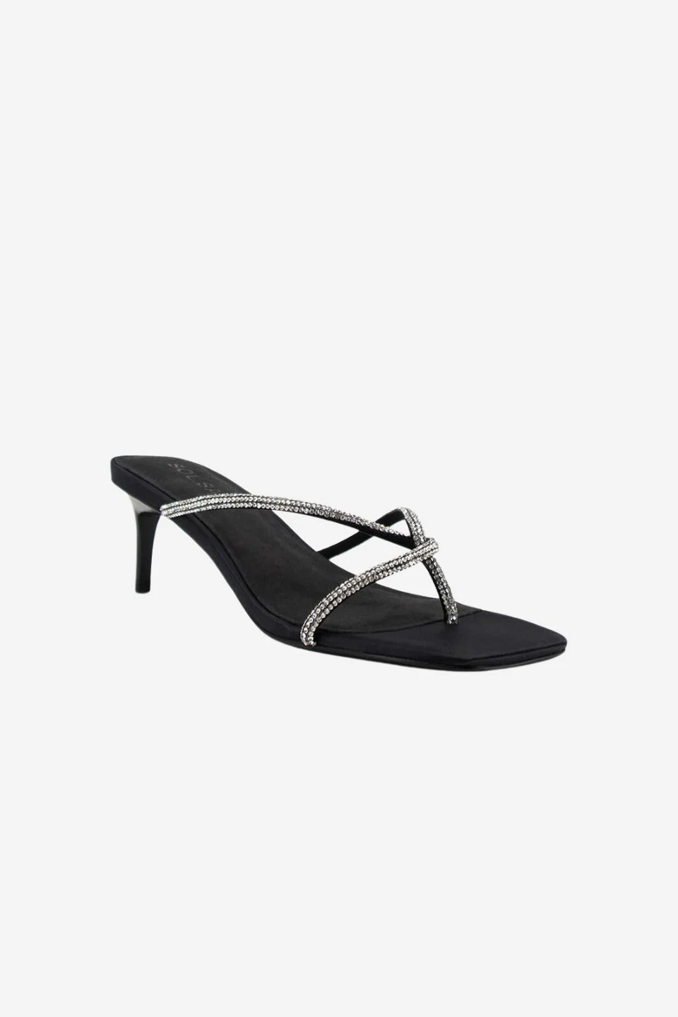 Chrissy Black Crystal Thin Strap Mule Heel - Image 2