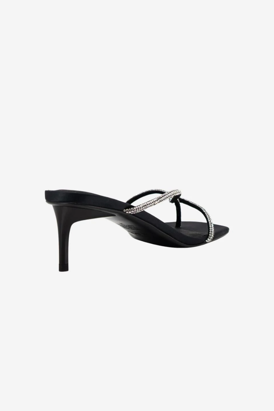 Chrissy Black Crystal Thin Strap Mule Heel - Image 4