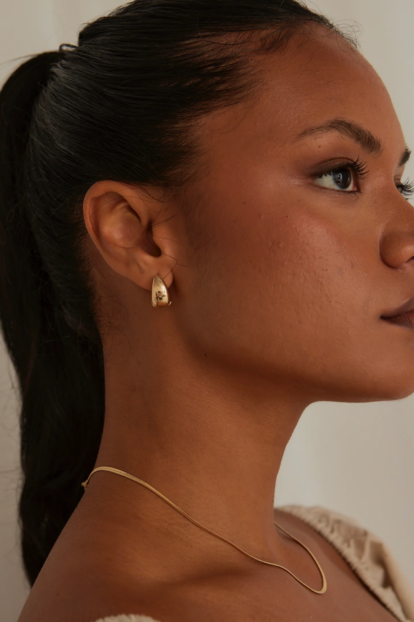 Chunky Oval Gold Earrings - Image 2
