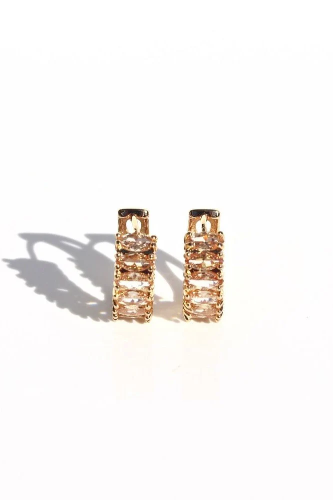 Citrine Cluster Gold Huggies
