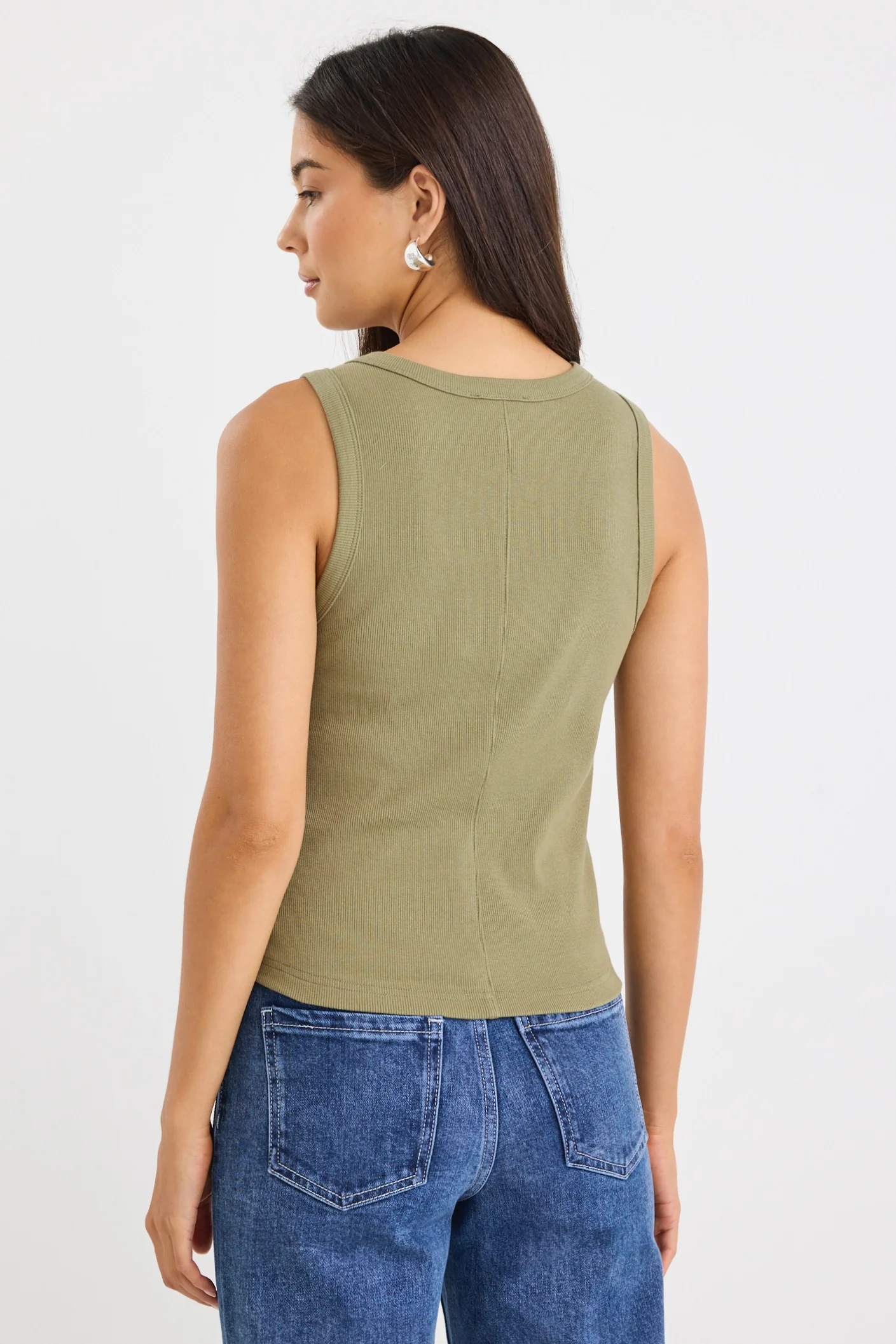 Cobble Khaki Rib Cutaway Tank - Image 4