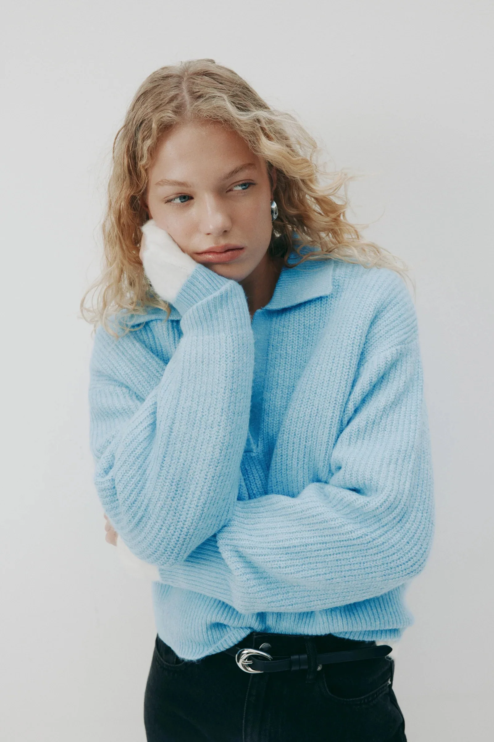 Coleen Horizon Blue Collared Rugby Knit