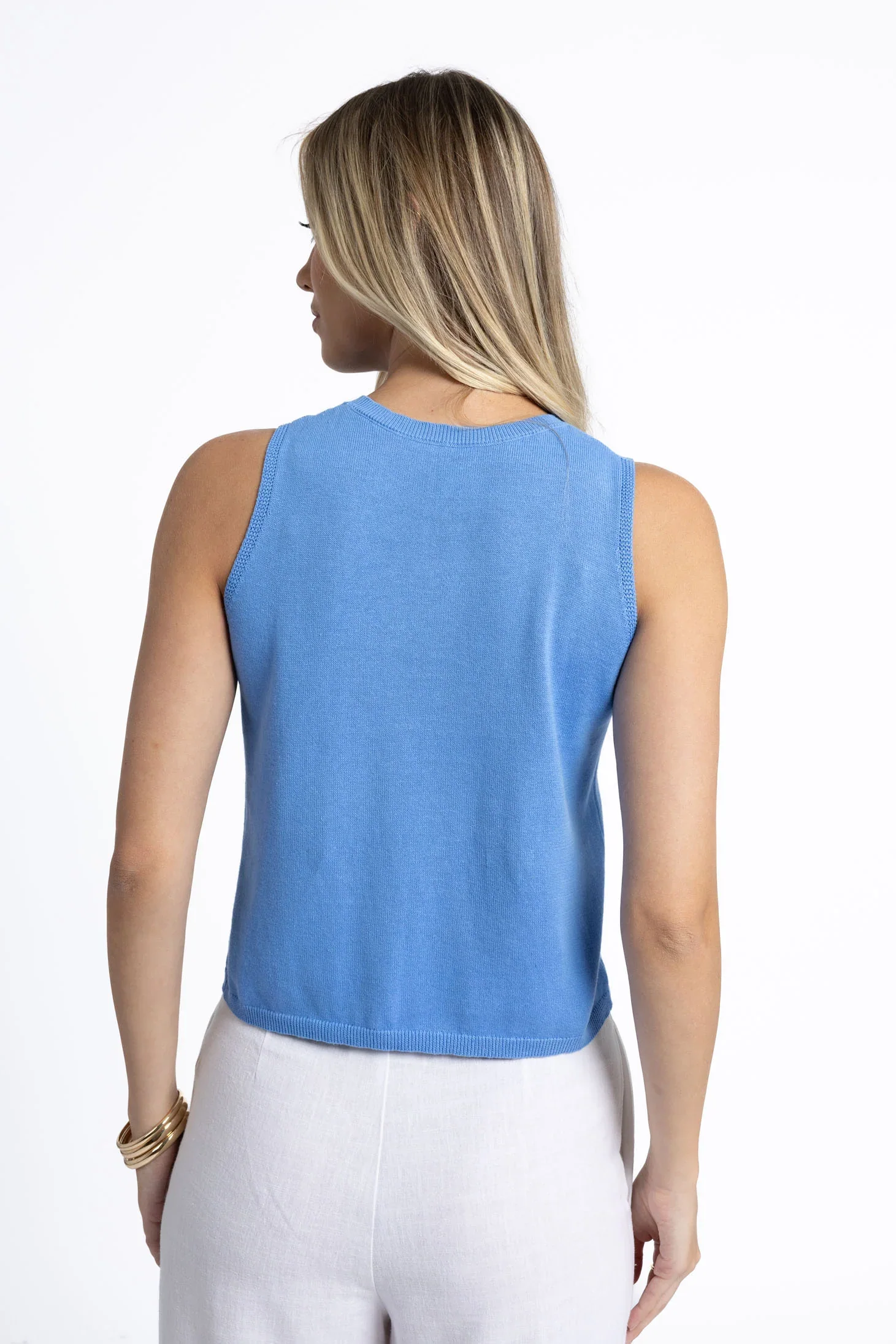 Collette Cornflower Cotton Knit Tank - Image 4