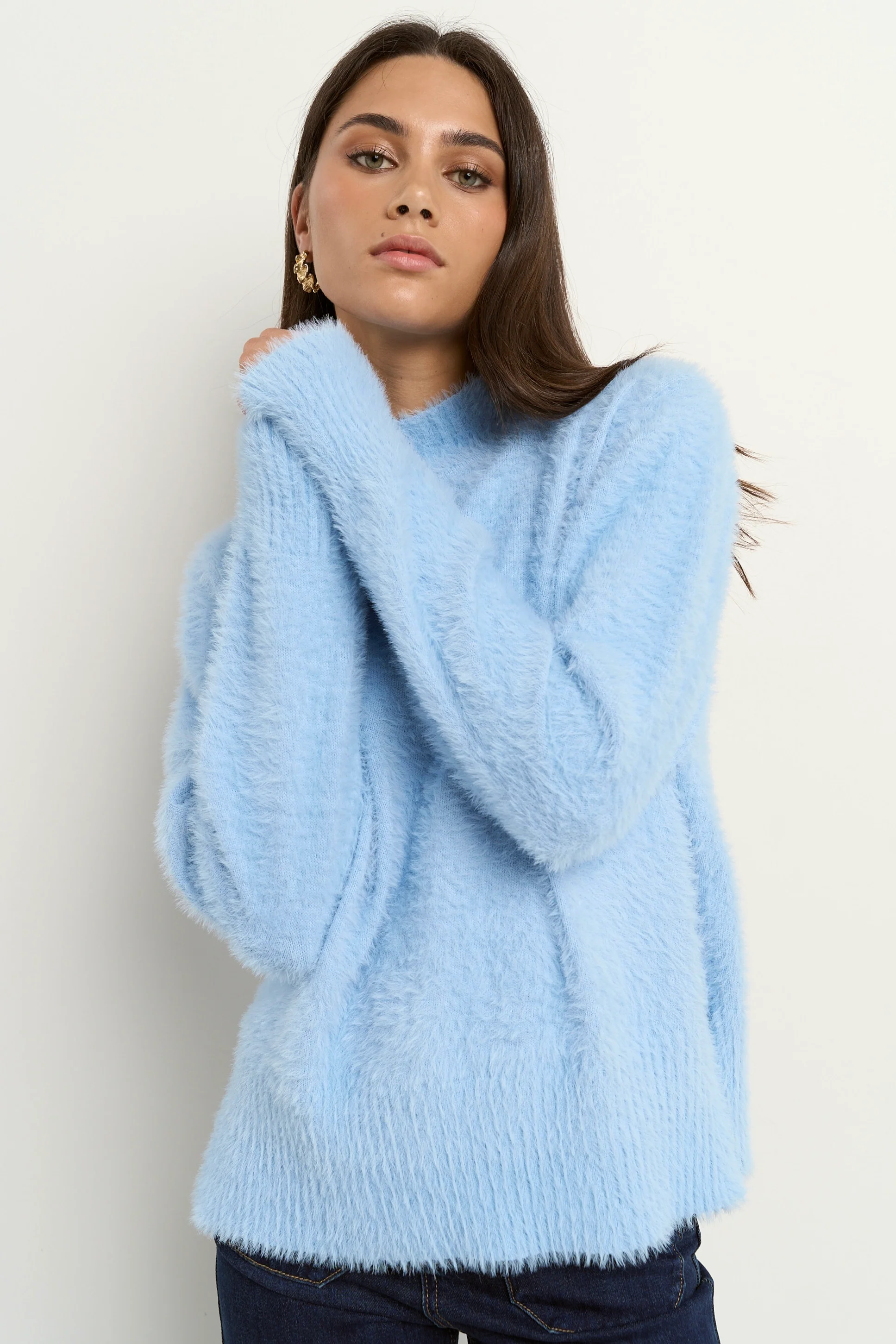 Complexion Ice Blue Funnel Neck Jumper - Image 2