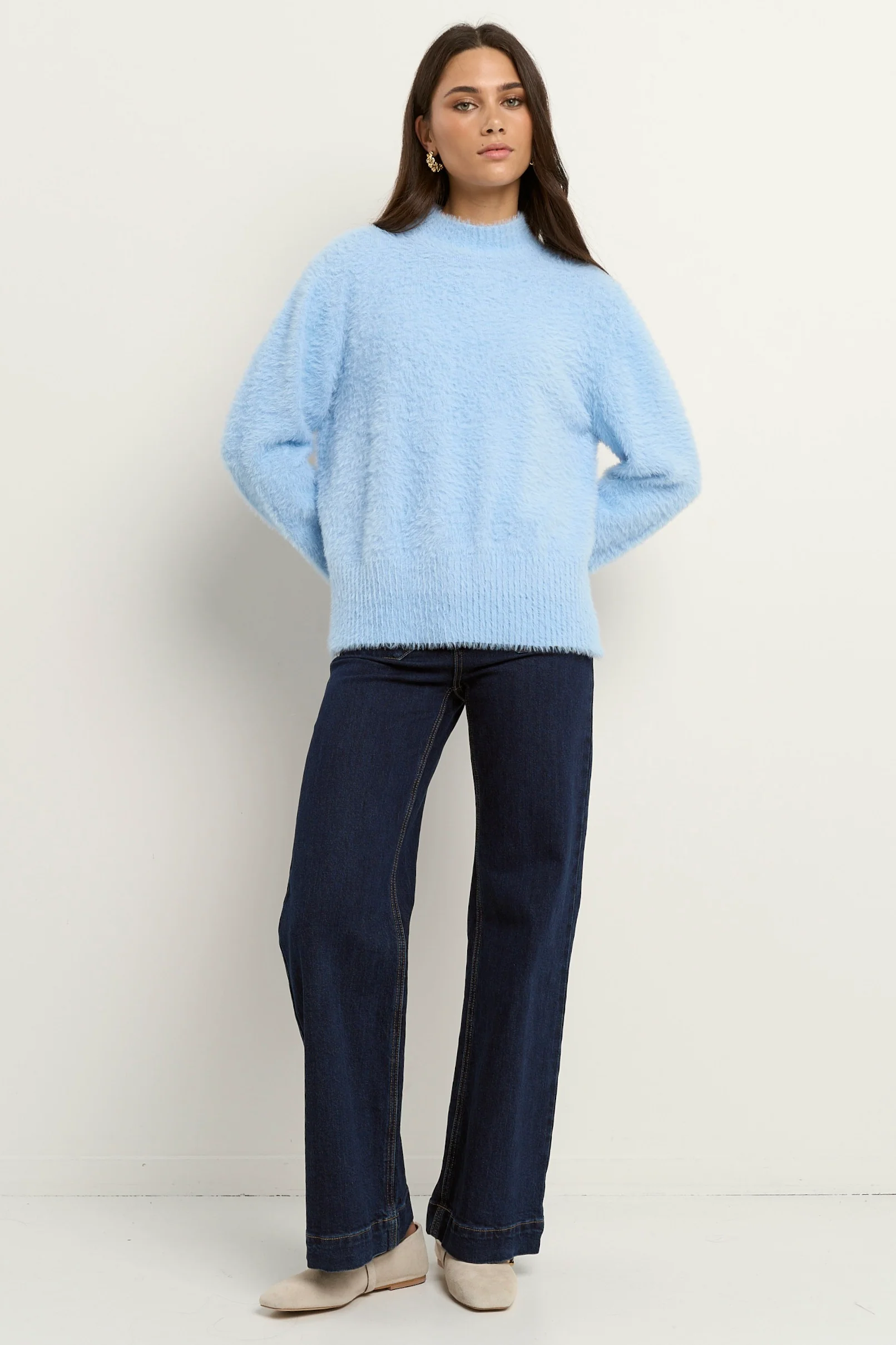 Complexion Ice Blue Funnel Neck Jumper - Image 3