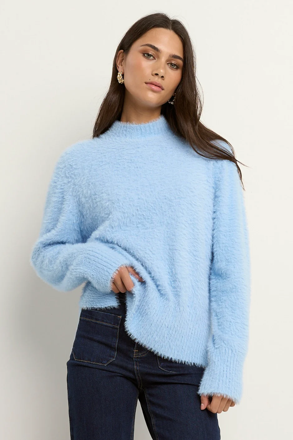 Complexion Ice Blue Funnel Neck Jumper - Image 4