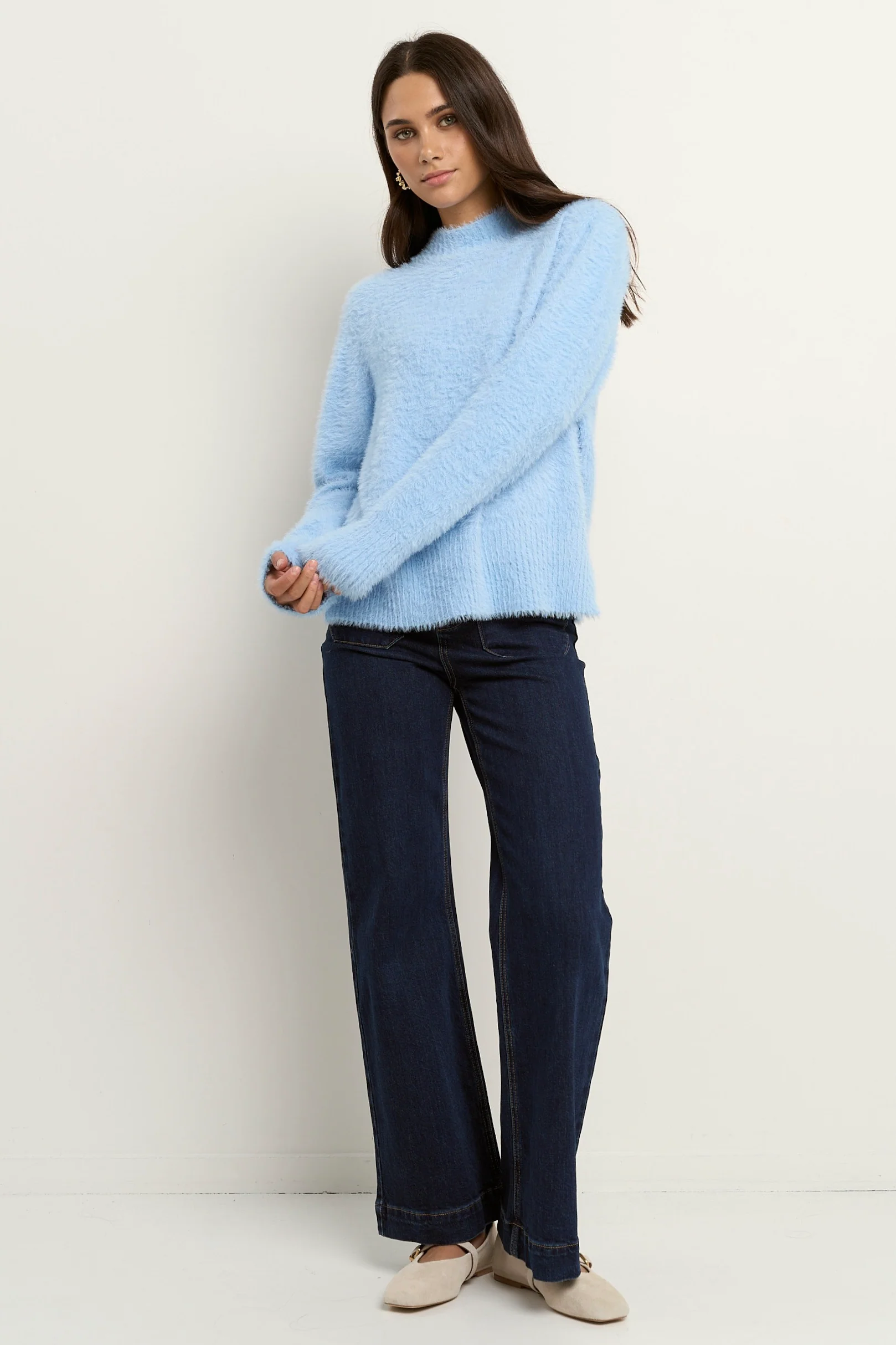 Complexion Ice Blue Funnel Neck Jumper - Image 5