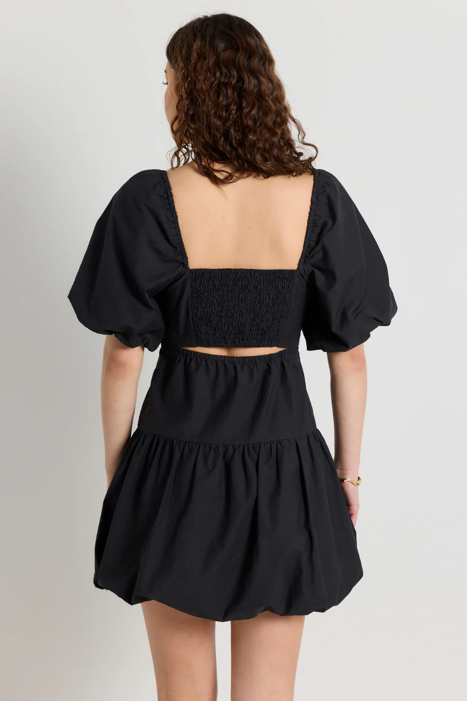 Composure Black Puff Short Sleeve Bubble Mini Dress - Image 3