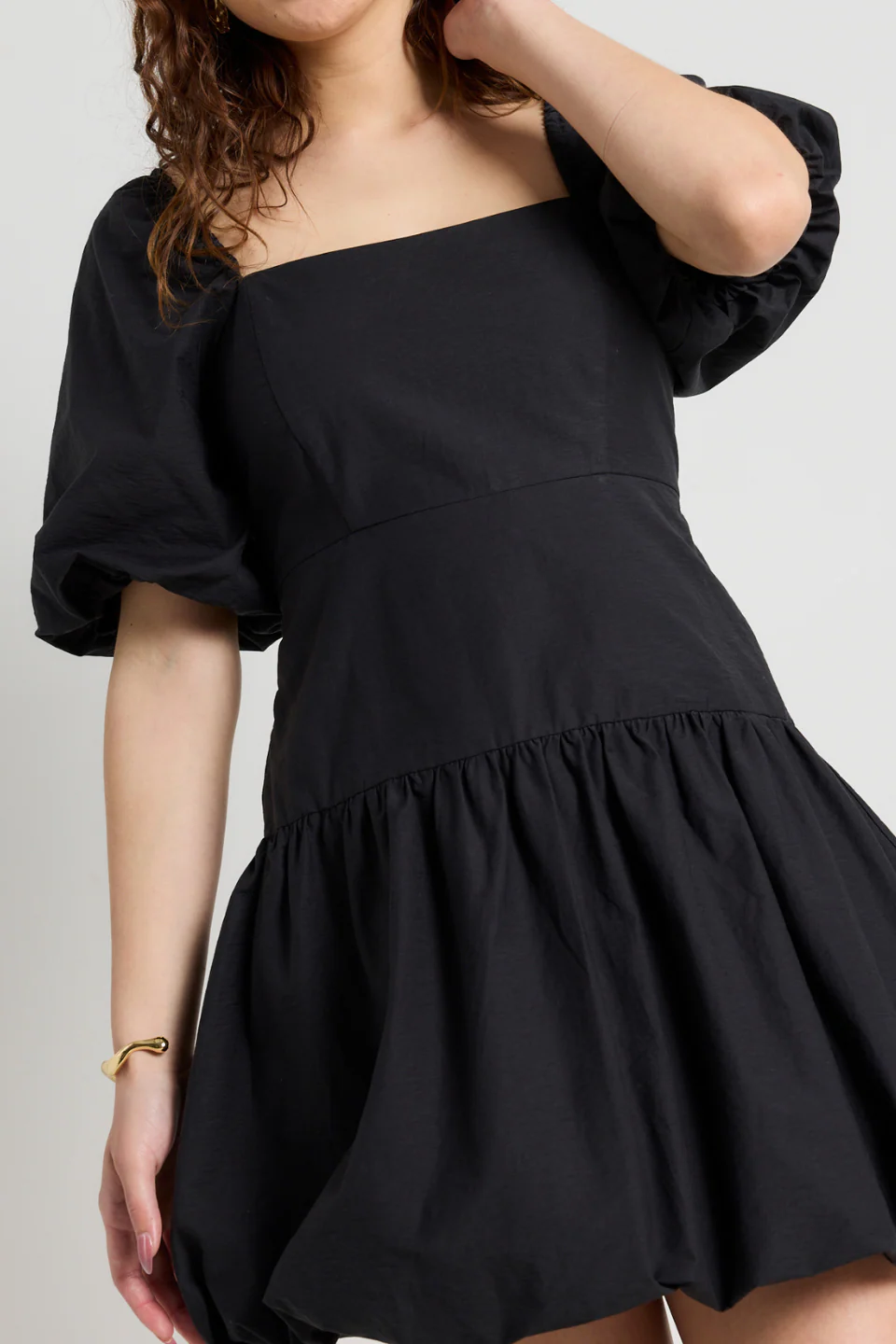 Composure Black Puff Short Sleeve Bubble Mini Dress - Image 5