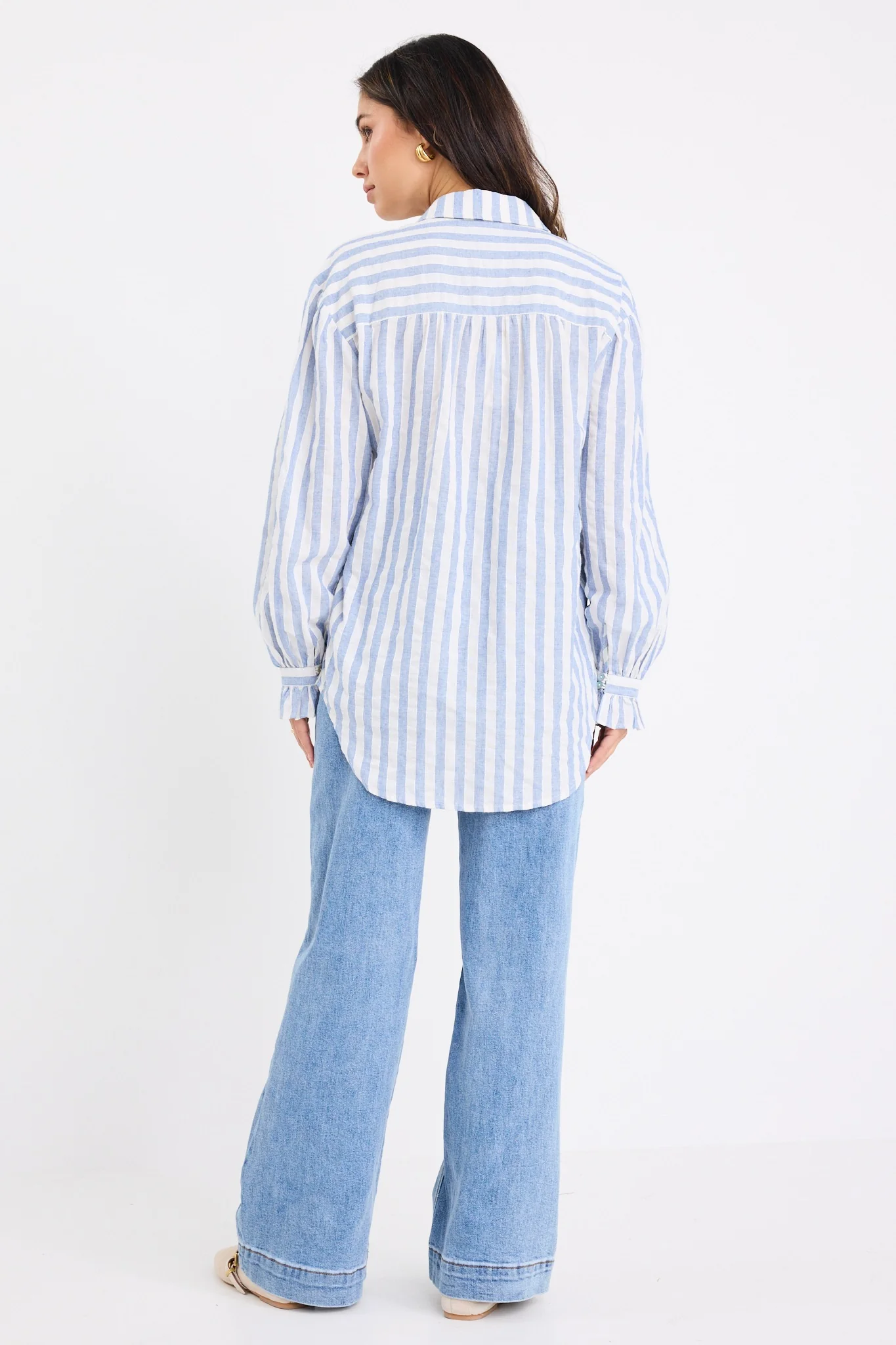 Connection Blue Stripe Drop Shoulder LS Shirt - Image 6