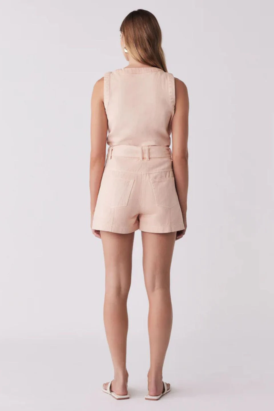Cruising Soft Coral Belted Denim Short - Image 4