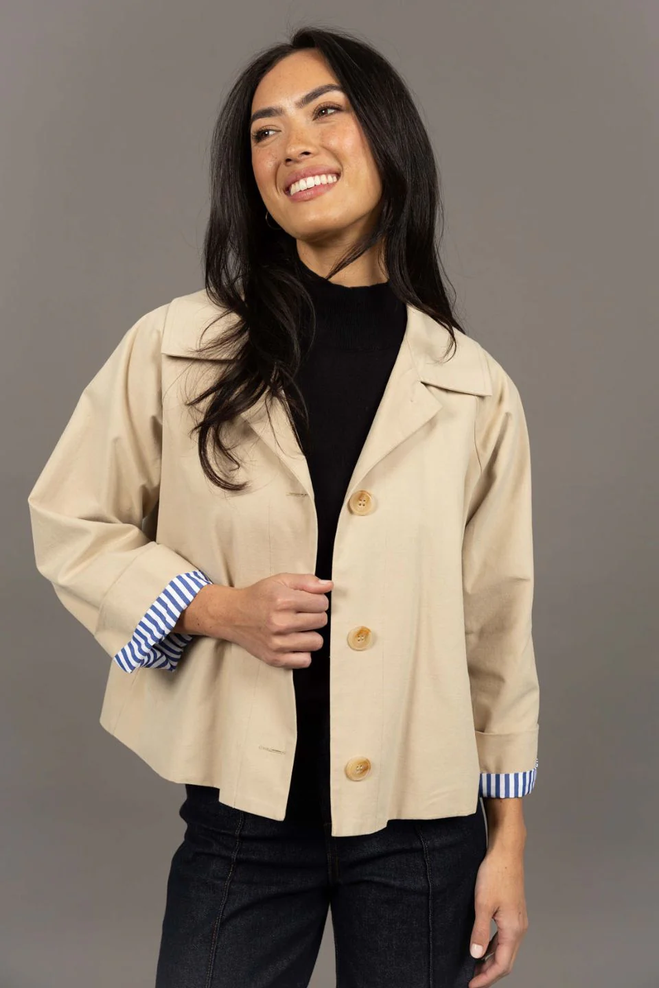 Dash Stone Cropped Cotton Coat