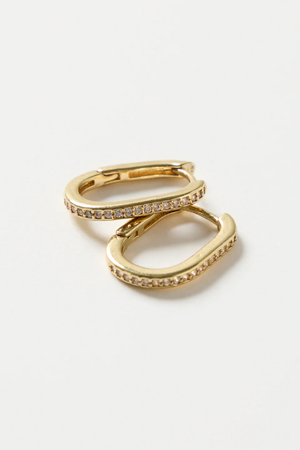Diamante Oval Gold Hoop Earring - Image 4
