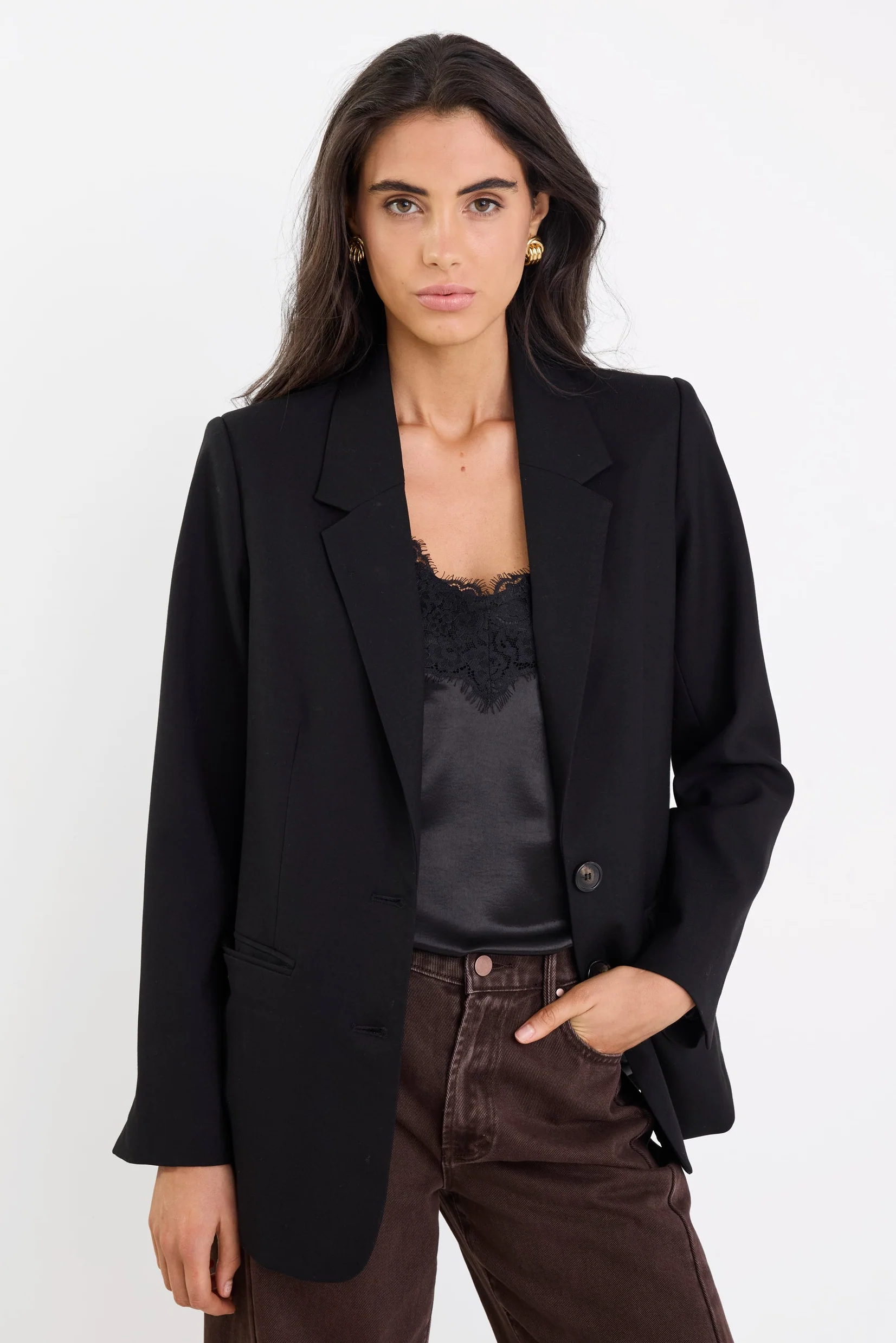 Diploma Black Two Button Vent Sleeve Blazer