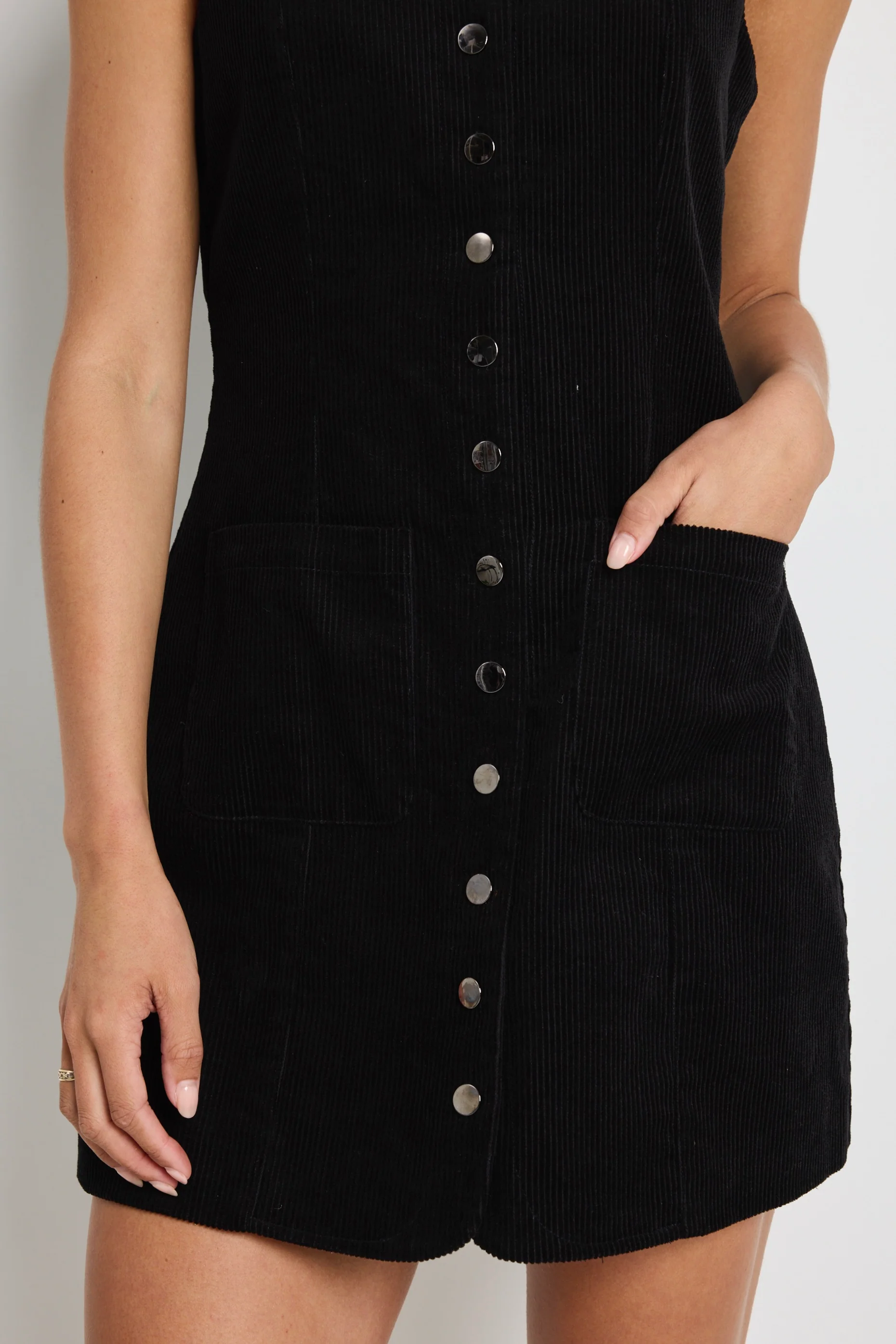 Direction Black Cord Mini Vest Dress - Image 5