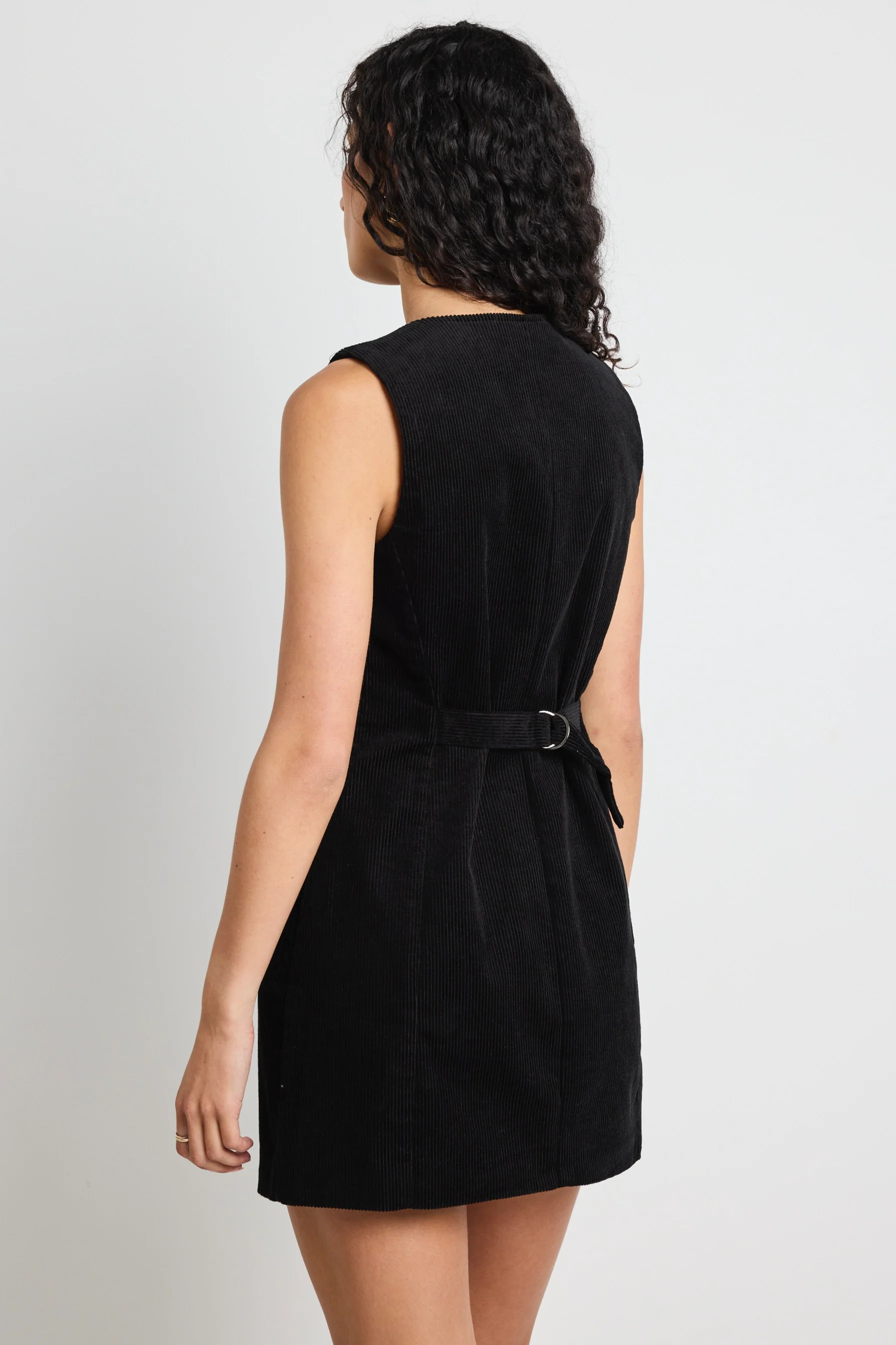 Direction Black Cord Mini Vest Dress - Image 6