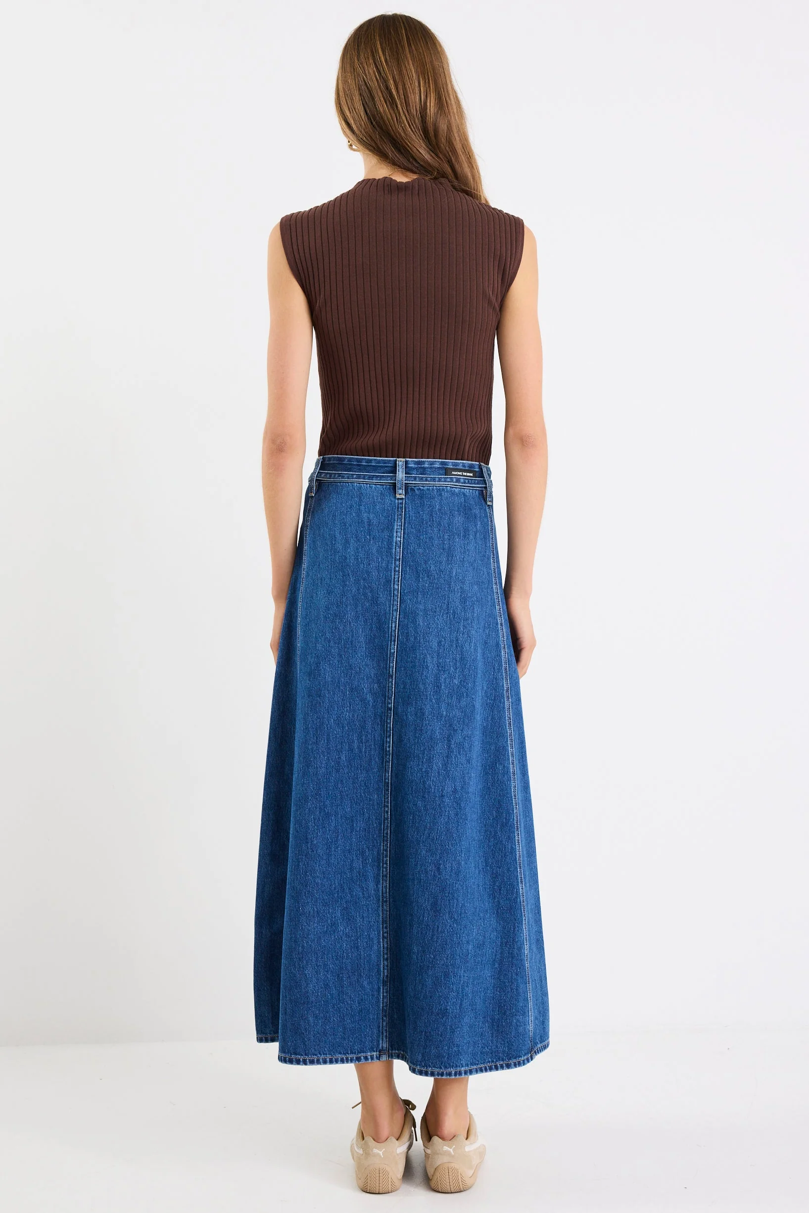 Dockside Storm Blue Denim Tie Front Maxi Skirt - Image 3