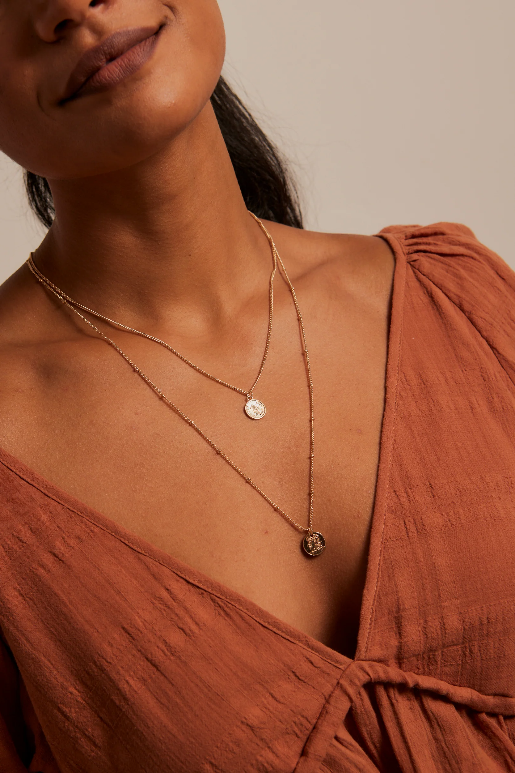 Double Layered EOL Coin Gold Necklace
