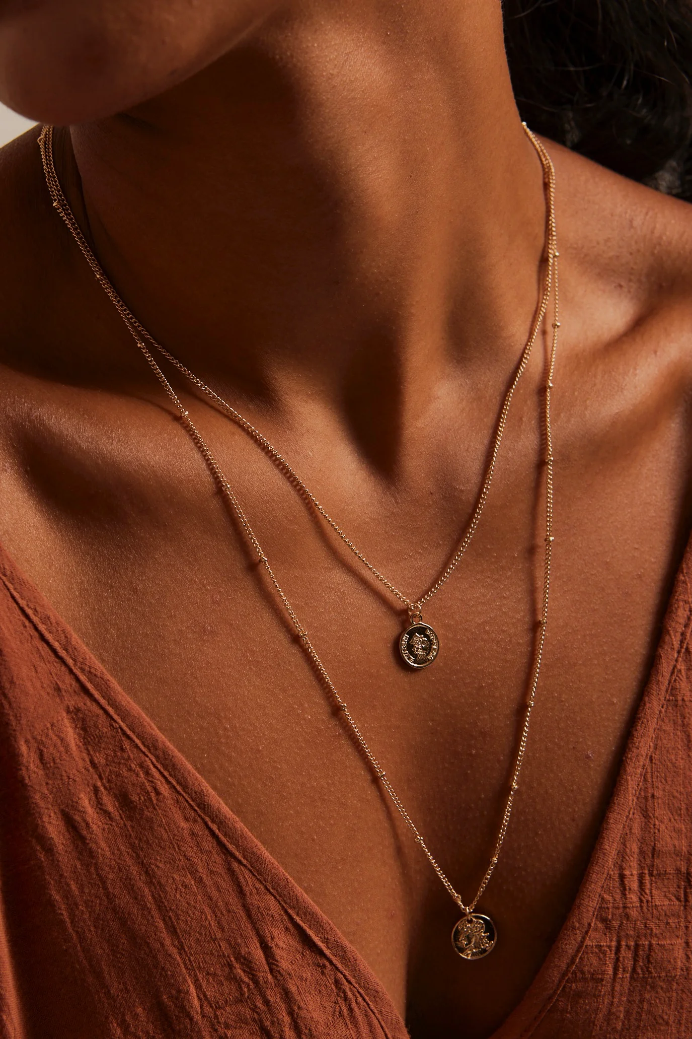 Double Layered EOL Coin Gold Necklace - Image 2
