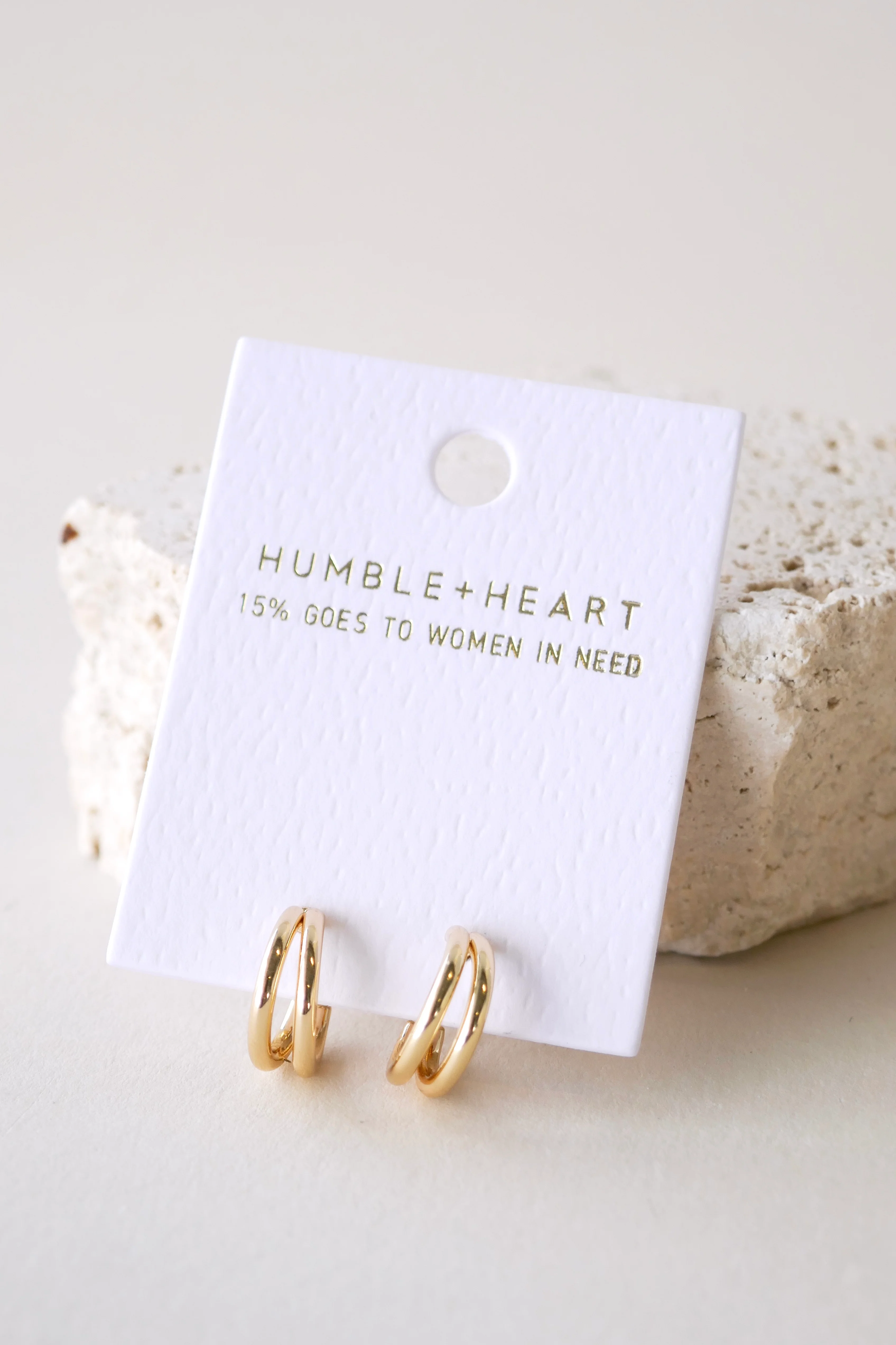 Double Loop Gold Earrings - Image 3