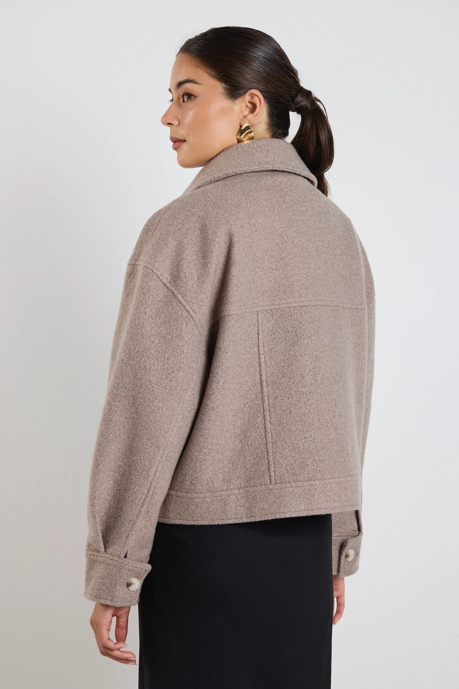 Driver Taupe Boucle Trucker Jacket - Image 6
