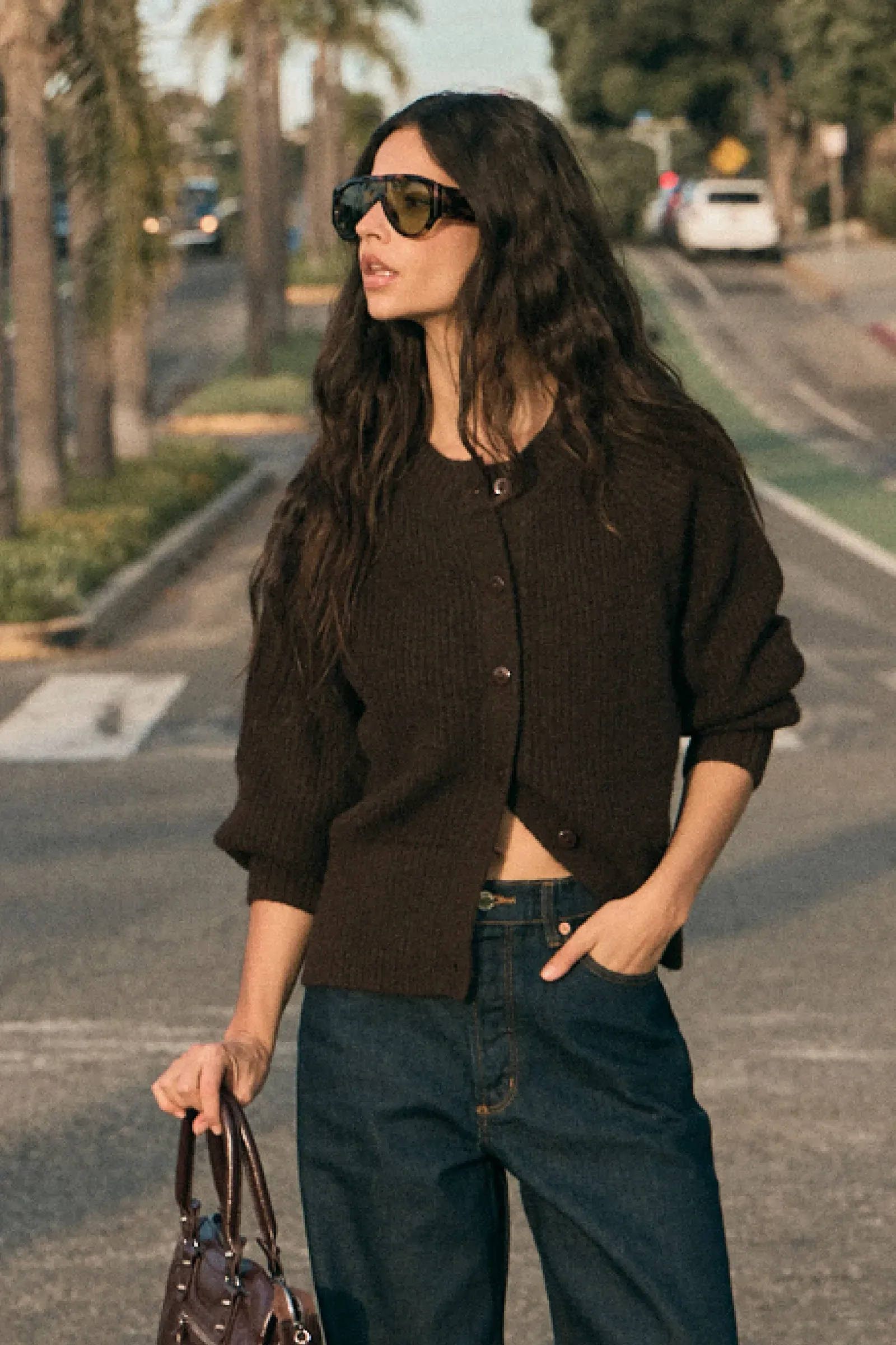 Duchess Chocolate Wool Blend Cardigan - Image 2