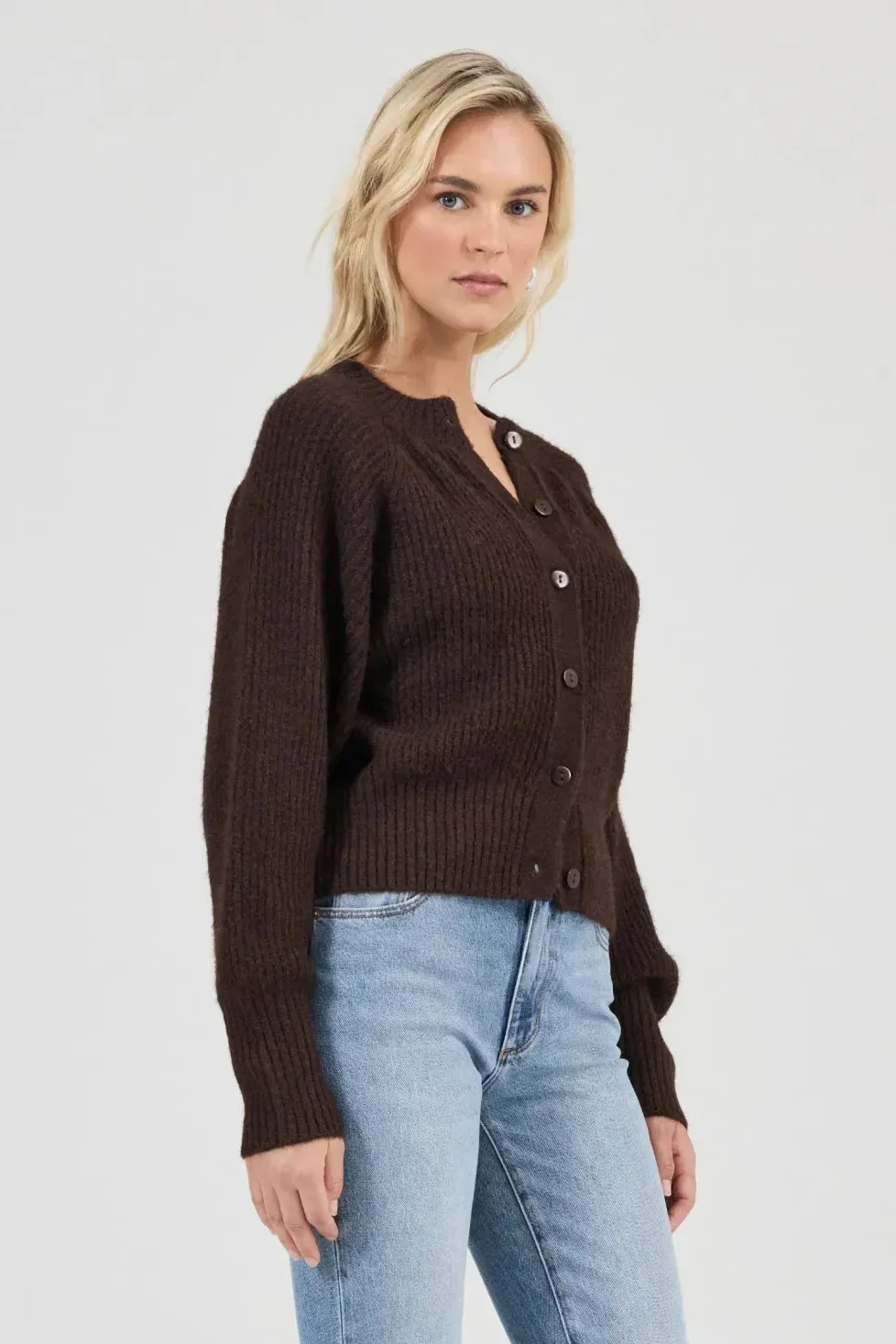 Duchess Chocolate Wool Blend Cardigan - Image 3