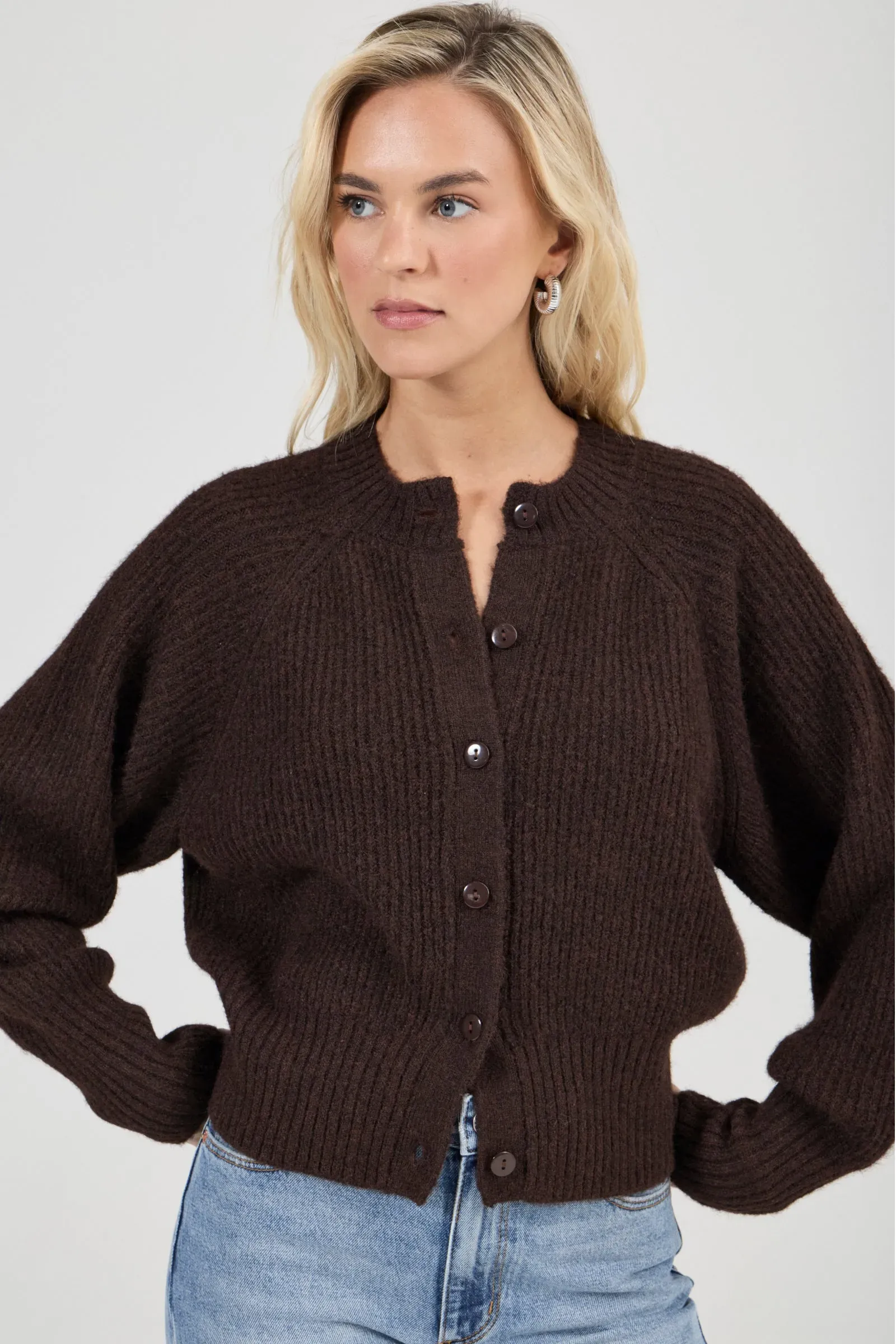 Duchess Chocolate Wool Blend Cardigan - Image 4