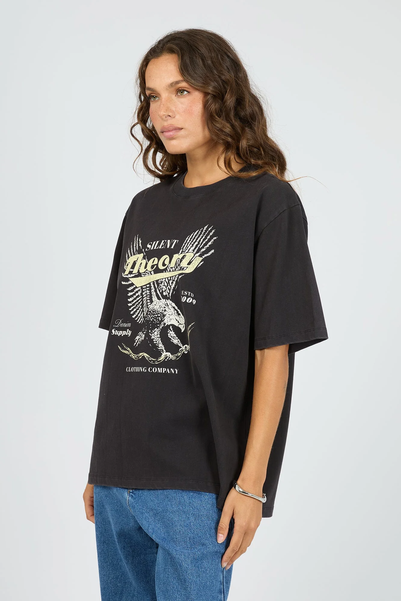 Dystopia Washed Black Graphic Eagle Tee - Image 3
