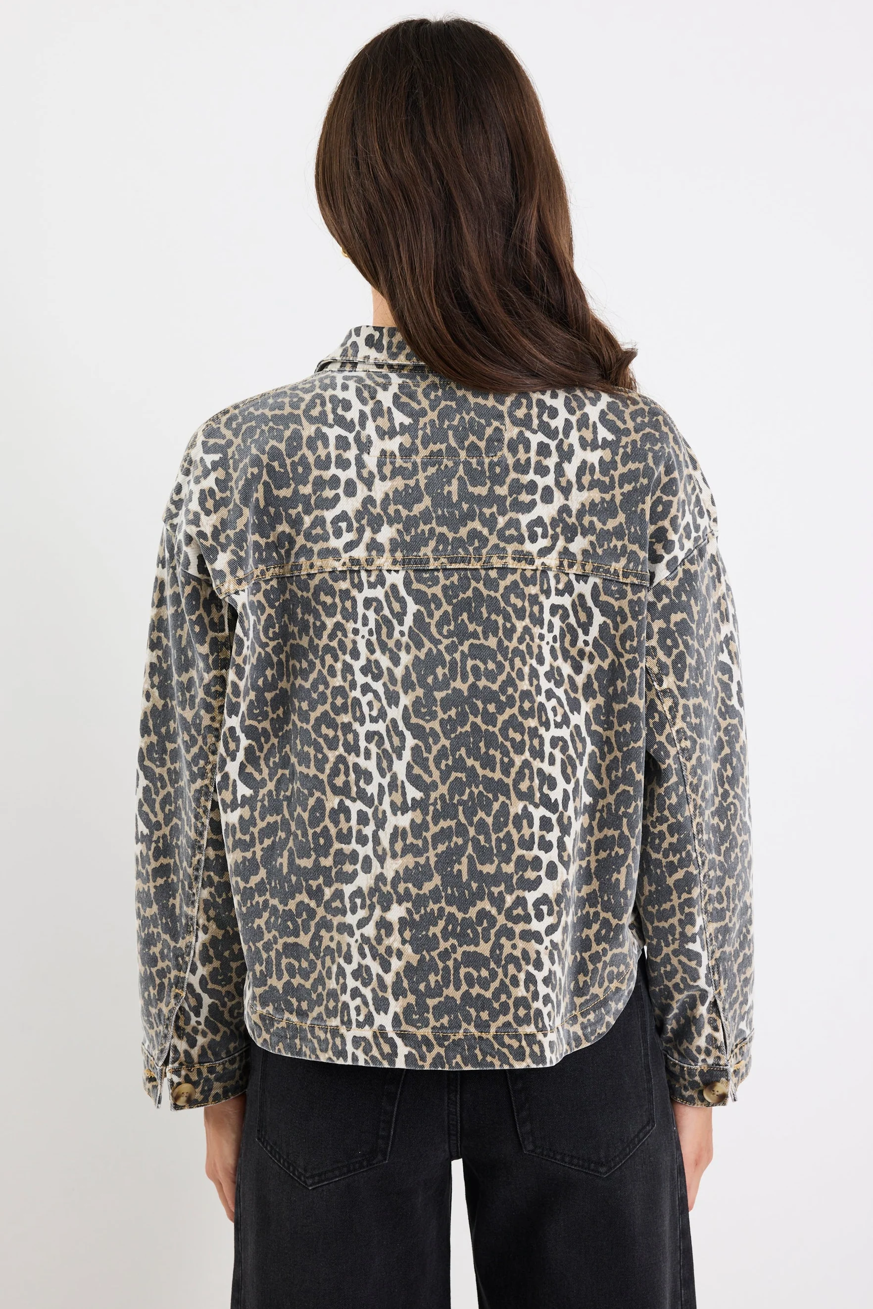 Echo Leopard Print Patch Pocket Denim Jacket - Image 4